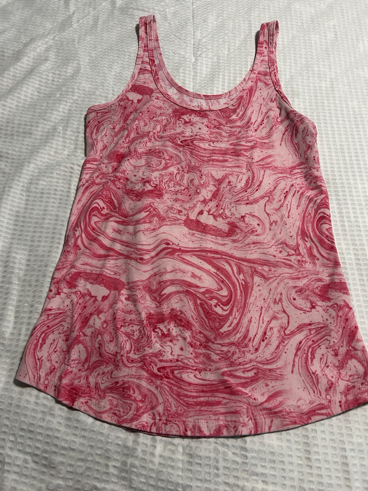 No Boundaries Pink White Marbled Scoop Neck Sleeveless Tank Top M (7-9)