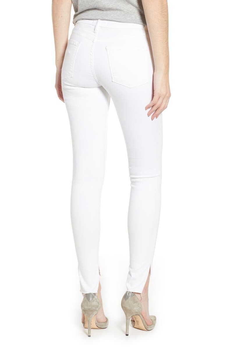 FRAME DENIM 27 Le Skinny de Jeanne Raw Stagger Jeans Denim White Blanc $205