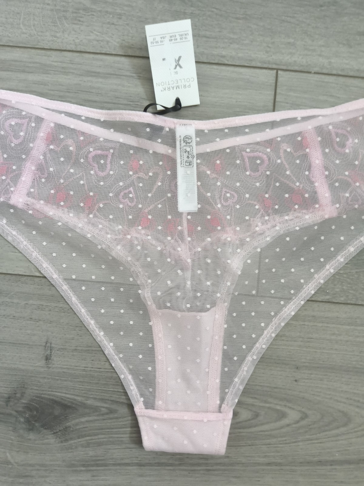 BNWT Primark Collection Extra Sheer Pink Embroidered Lace Trim Briefs Size 22-24
