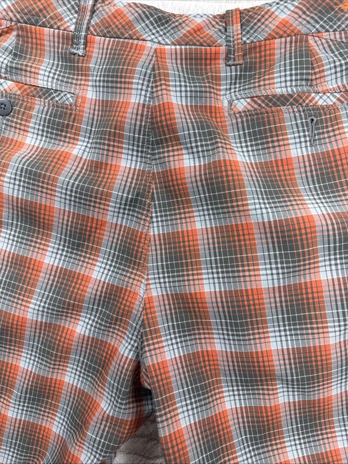 Tommy Bahama Paradise Tech Men Size 39×9” Orange Plaid Performance Shorts Mesh