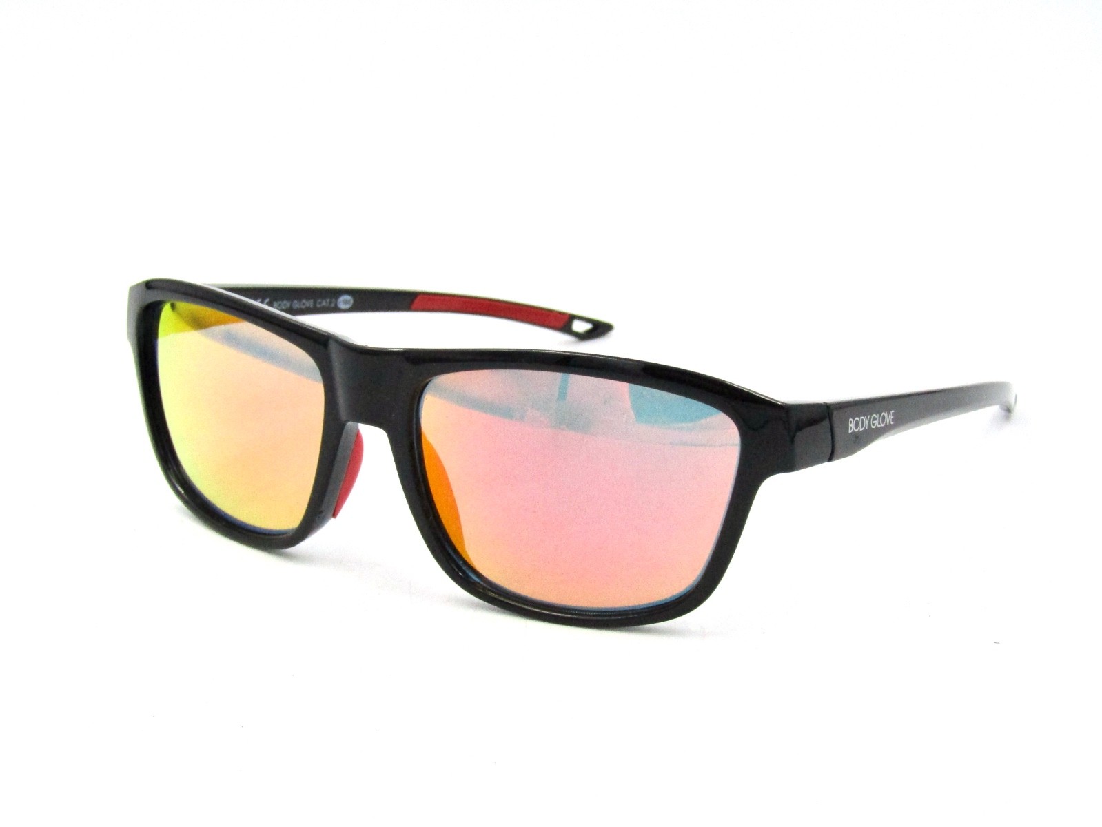 Body Glove SOLITUDE Square Sport Sunglasses, Black / Red Mirror, 142 mm #803