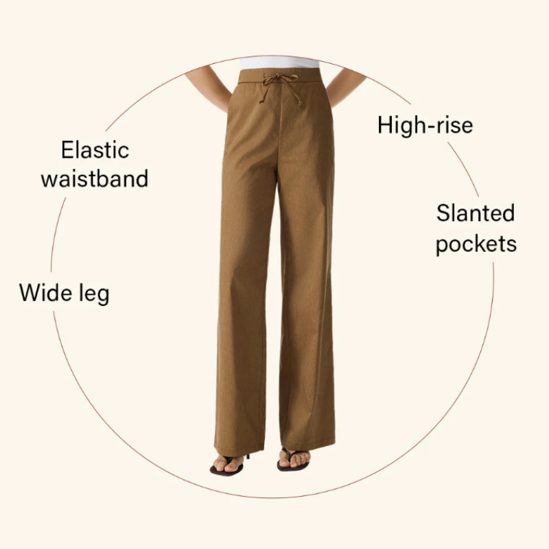 OGL Linen Drawstring Wide Leg Pant with Pockets – Walnut Brown