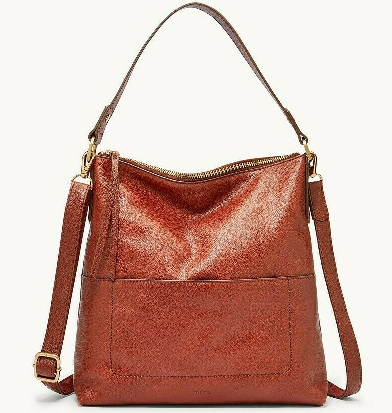 Fossil Amelia Hobo Crossbody Shoulder Bag Brown Leather SHB1819213 $238 MSRP Y