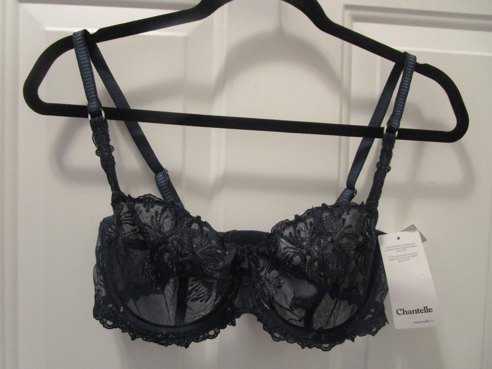 CHANTELLE CHAMPS ELYSEES LACE UNLINED DEMI BALCONETTE BRA IN BLUE STYLE 2605