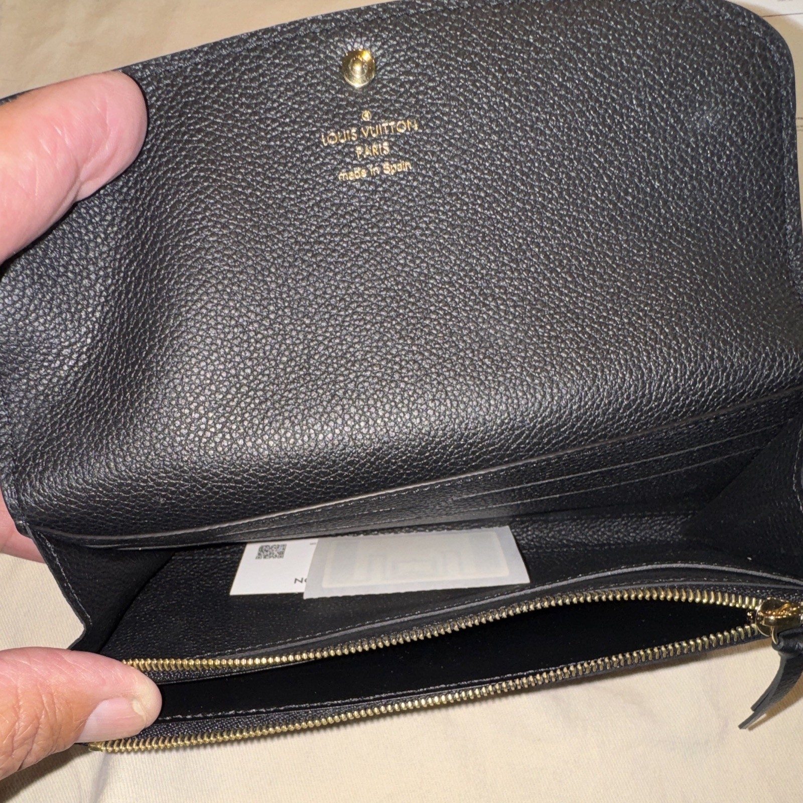 Louis Vuitton Monogram Black/White Long Wallet w/ Card Slots Snap Zip Logo