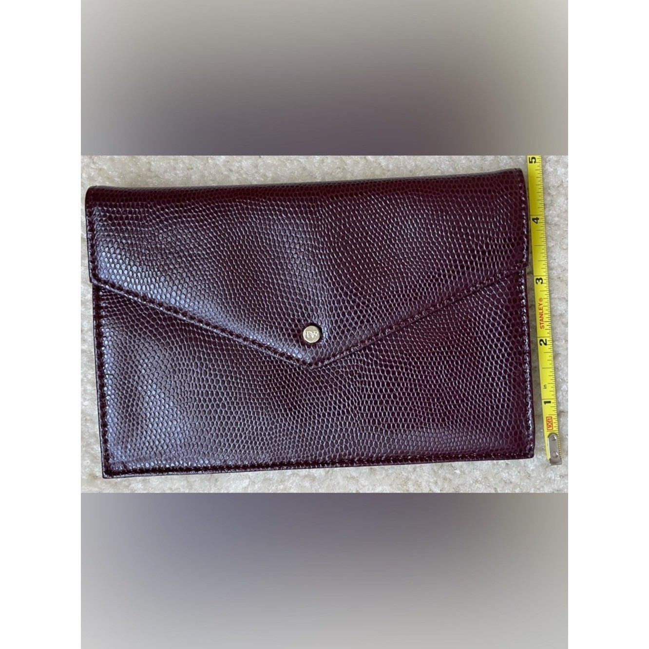 Diane Von Furstenberg Burgundy Textured Leather Clutch