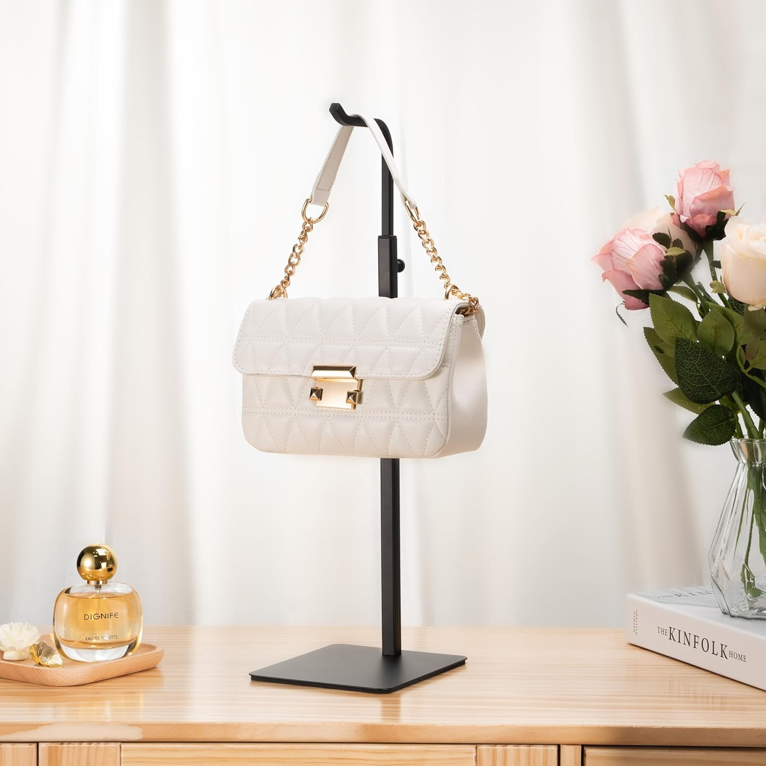 Purse Holder Handbag Display Stand: Hanger Rack Showing Bags, Purses, and Wreath