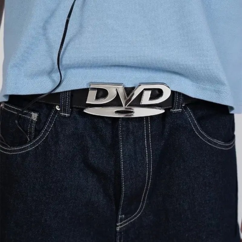 DVD Belt Buckle Unisex Y2K Skate Swag Retro Aesthetic Punk Leather Waistband Coo
