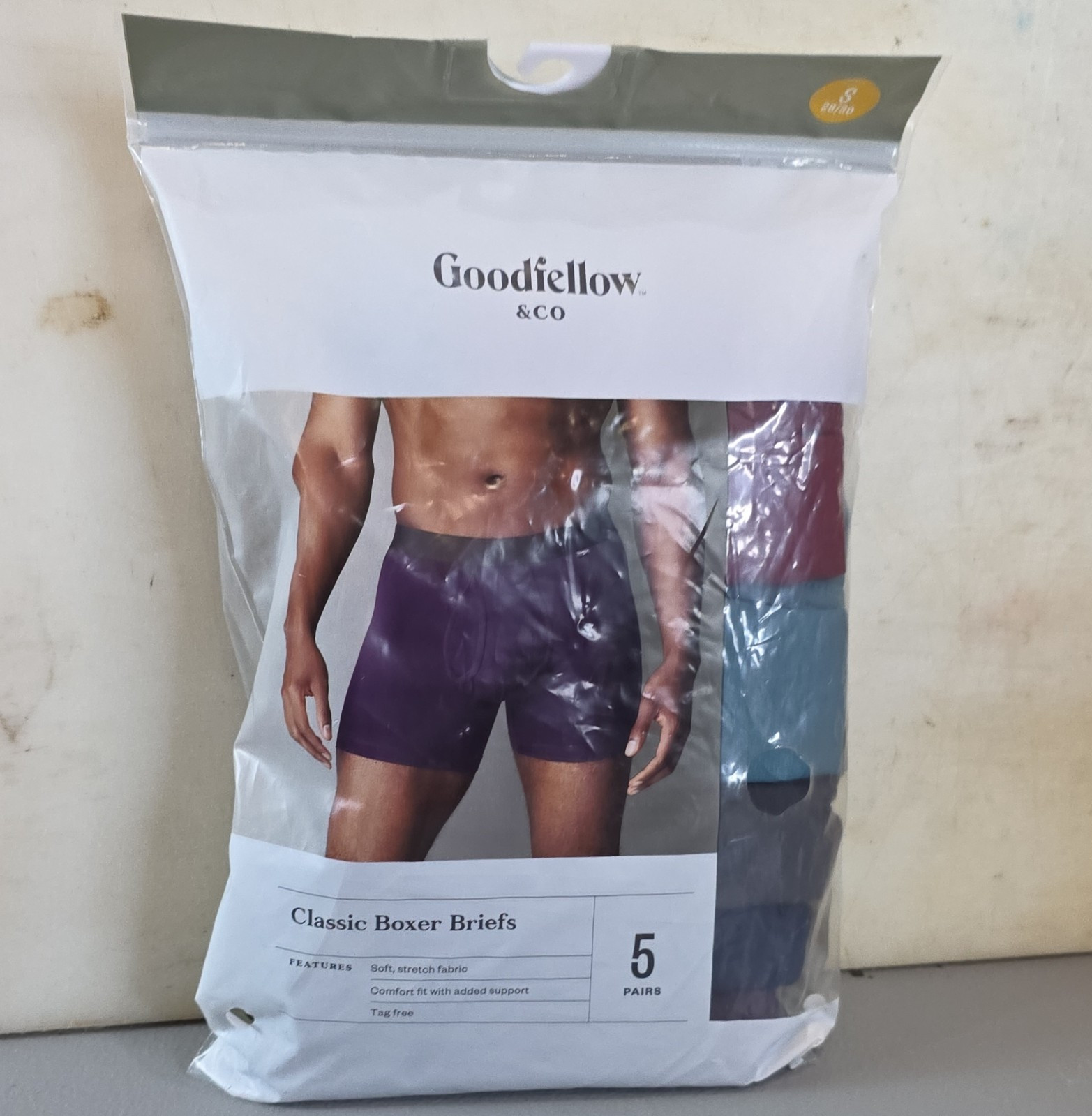 Goodfellow & Co Classic Boxer Briefs 5 Pairs S Stretch Tagless Cotton Multicolor