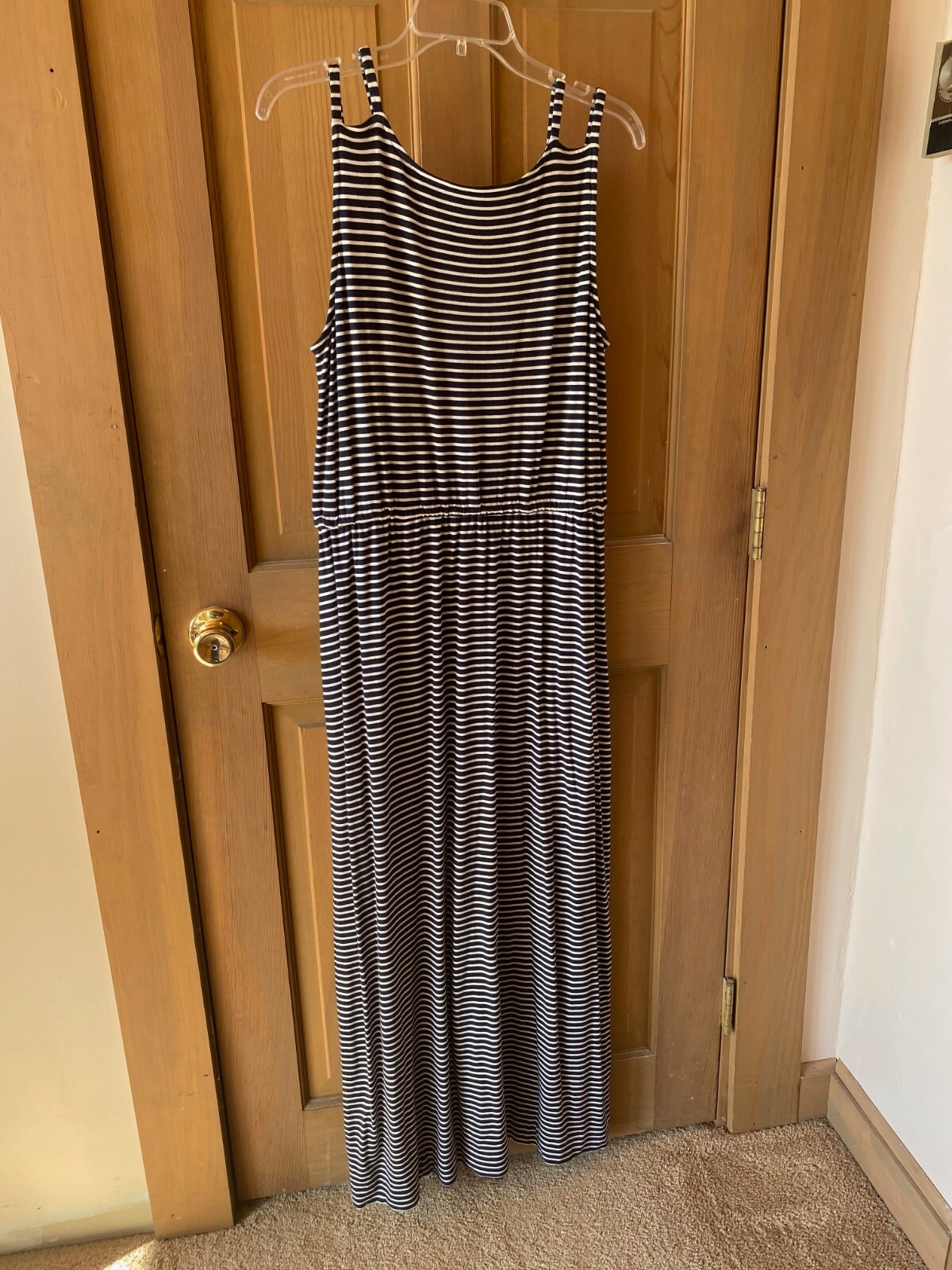 Womens LL Bean striped cotton maxi dress size S in EUC
