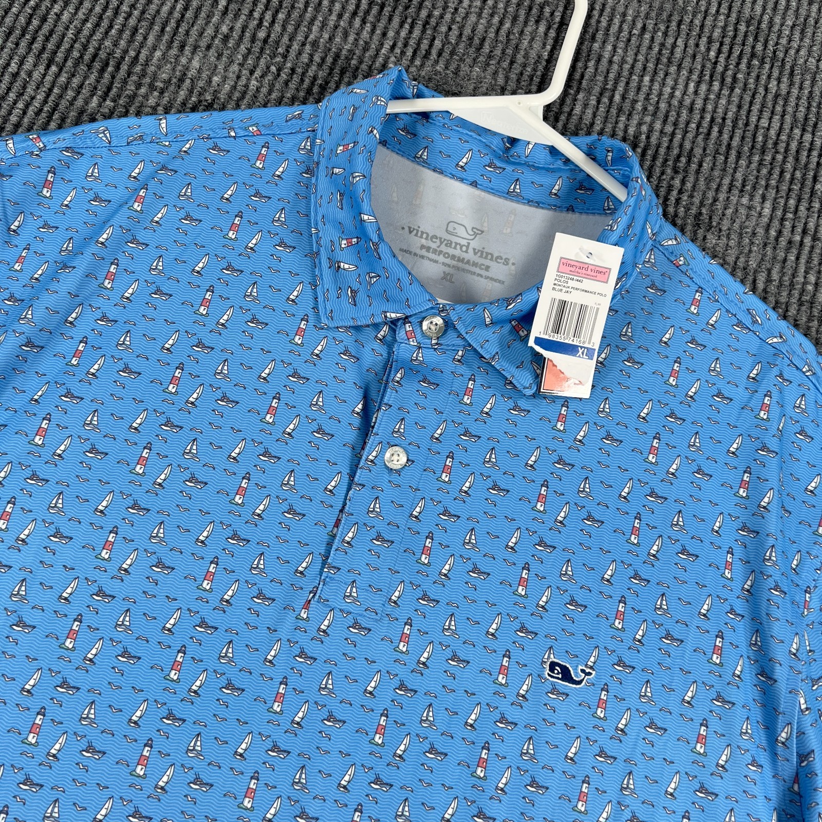 Vineyard Vines Performance Shirt Mens XL Blue Sailboat Geometric New