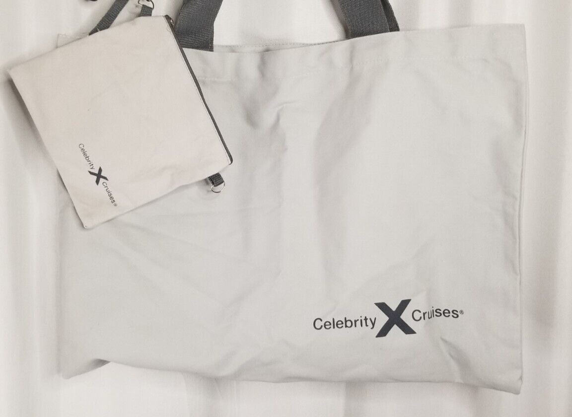 Celebrity Cruise Lines Tote Bag & Pouch Canvas Light Gray Eco-Friendly
