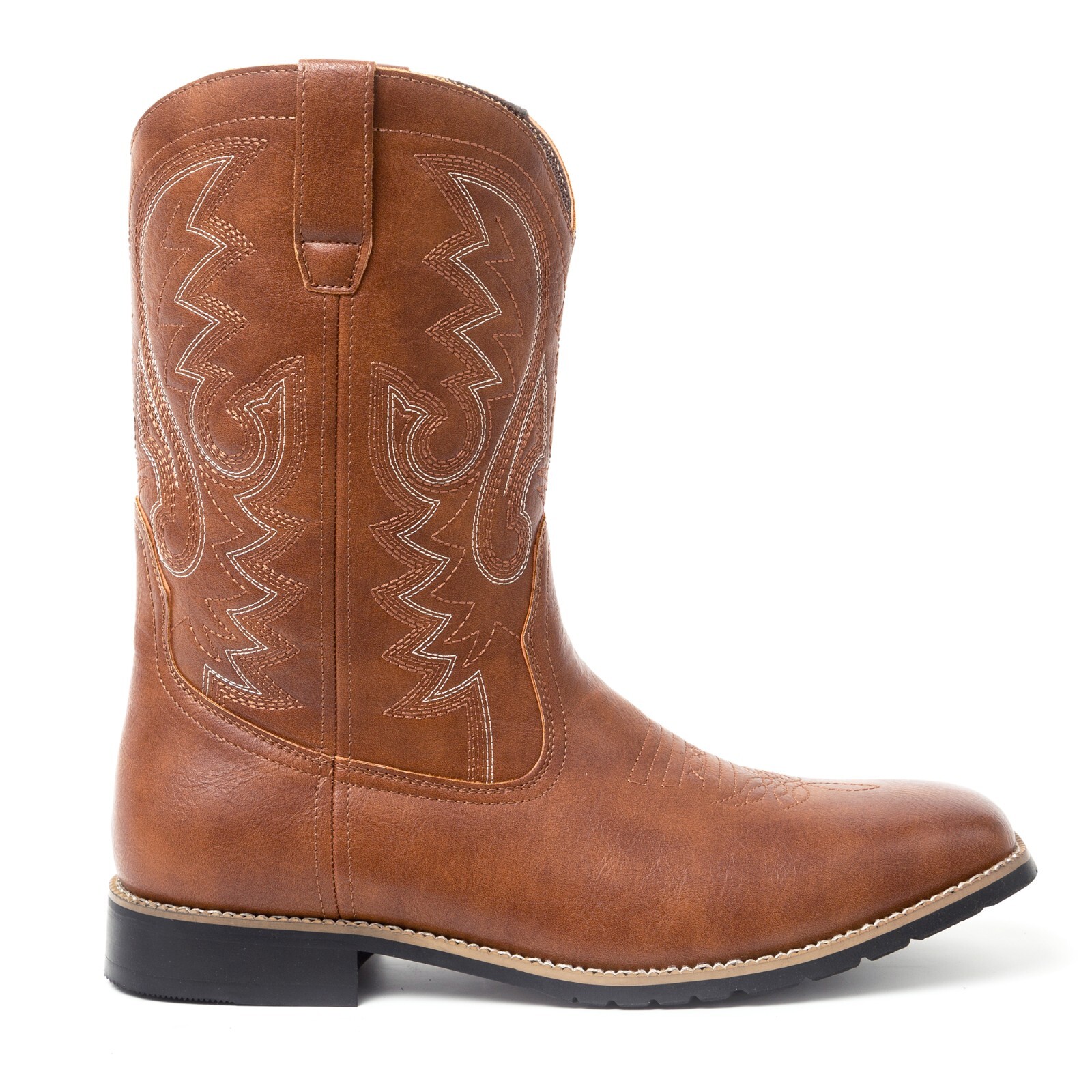 Brown Men’s Cowboy Western Embroidered Square Toe Boots