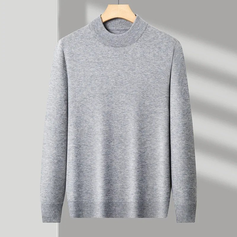 Men’s Cashmere Sweater Mock Neck Sweaters Knit Pullover for Male Men Knitwear.
