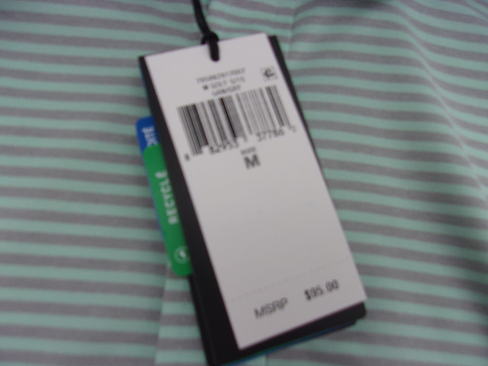 NWT Ralph Lauren RLX short sleeve polo, men’s M, $95, green, gray stripes