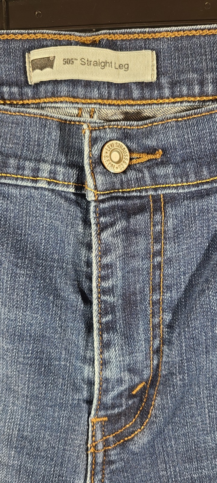Signature by Levi Strauss Women 505 Straight Leg Jeans Button Flap Pocket 14M…