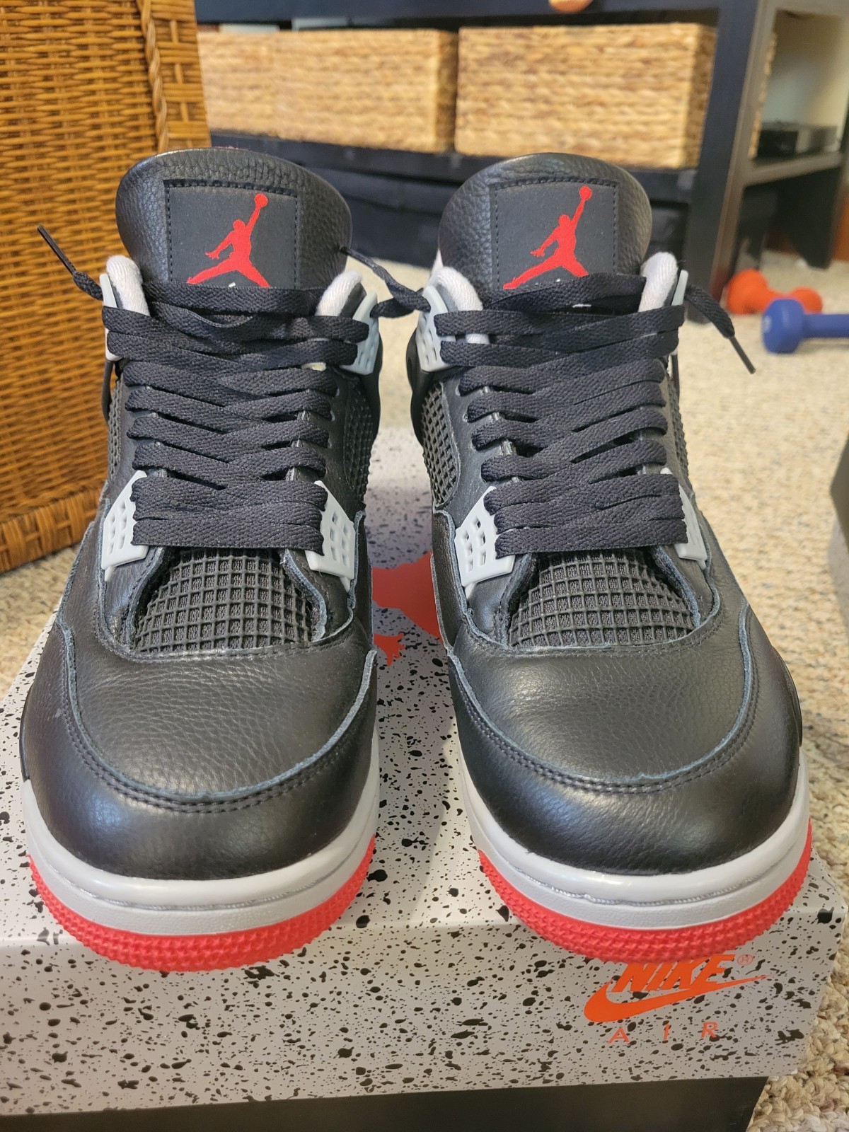 Jordan 4 Retro Bred Black/Gray/Red and Jordan 4 Military blue (combo )