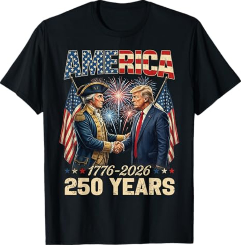 America 250th Anniversary Trump Washington USA Flag T-Shirt
