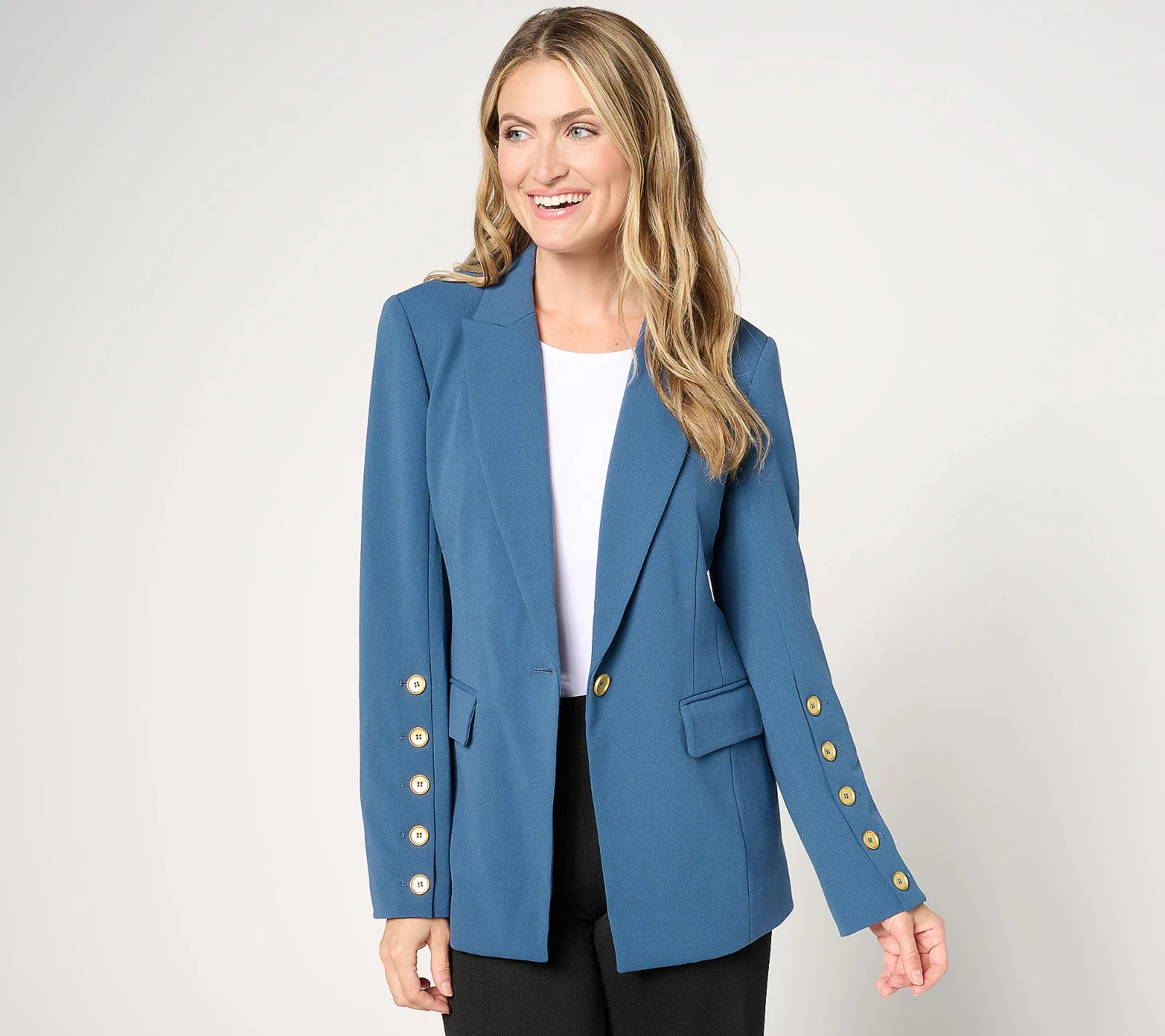 #148 Dennis Basso Luxe Crepe Blazer with Button Detail SIZE 4