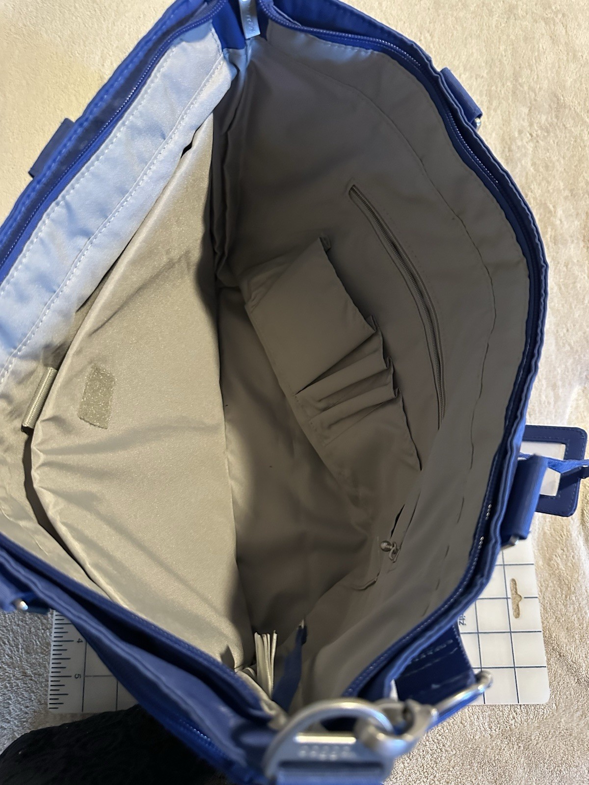 baggallini Blue Tote Bag Zip Closure, Detachable Strap, Inner/Outer Pockets