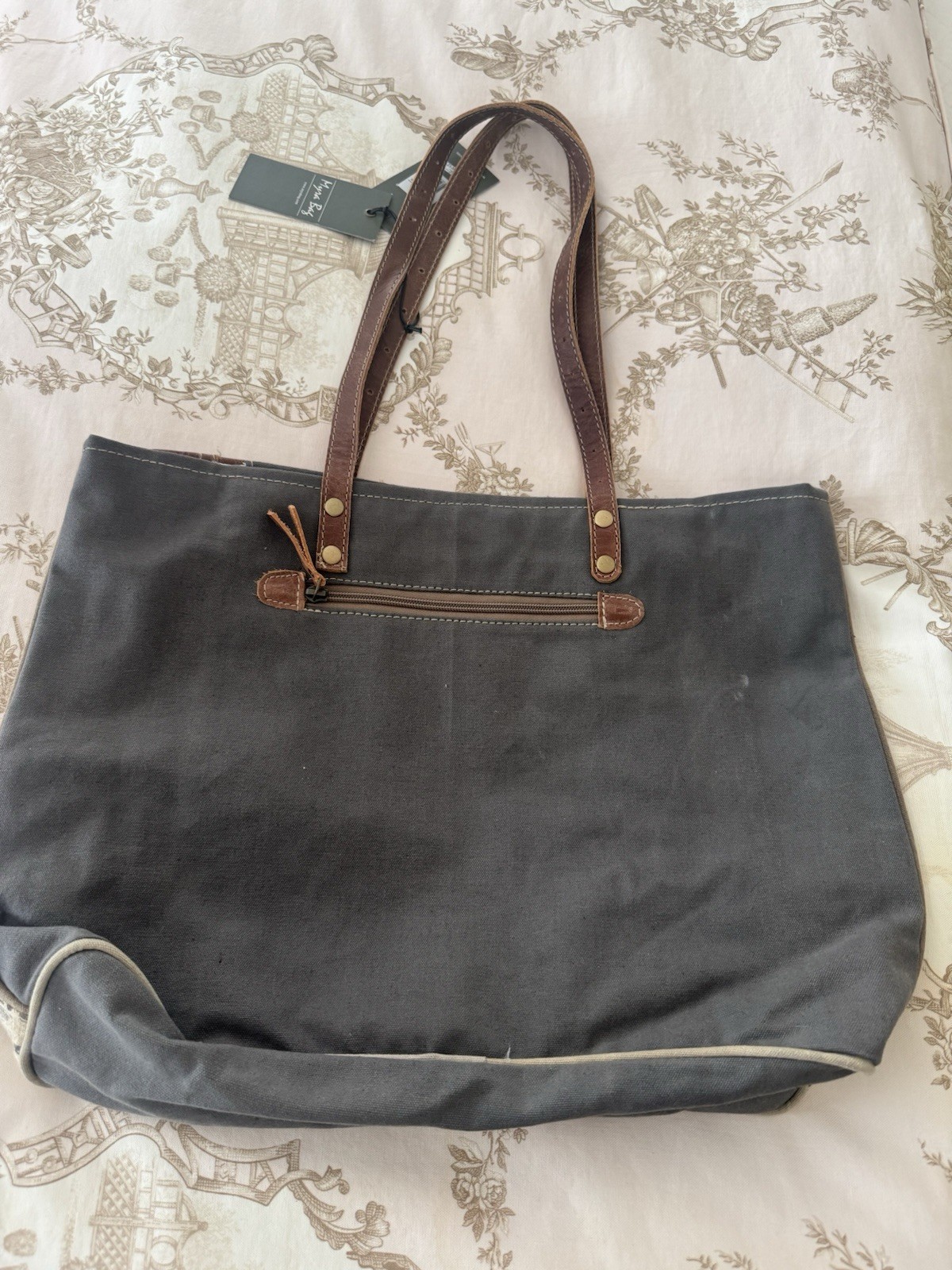Myra Bags Womens Vintage Look By-Cycle Upcycled Materials Tote Bag, Bike S-0935
