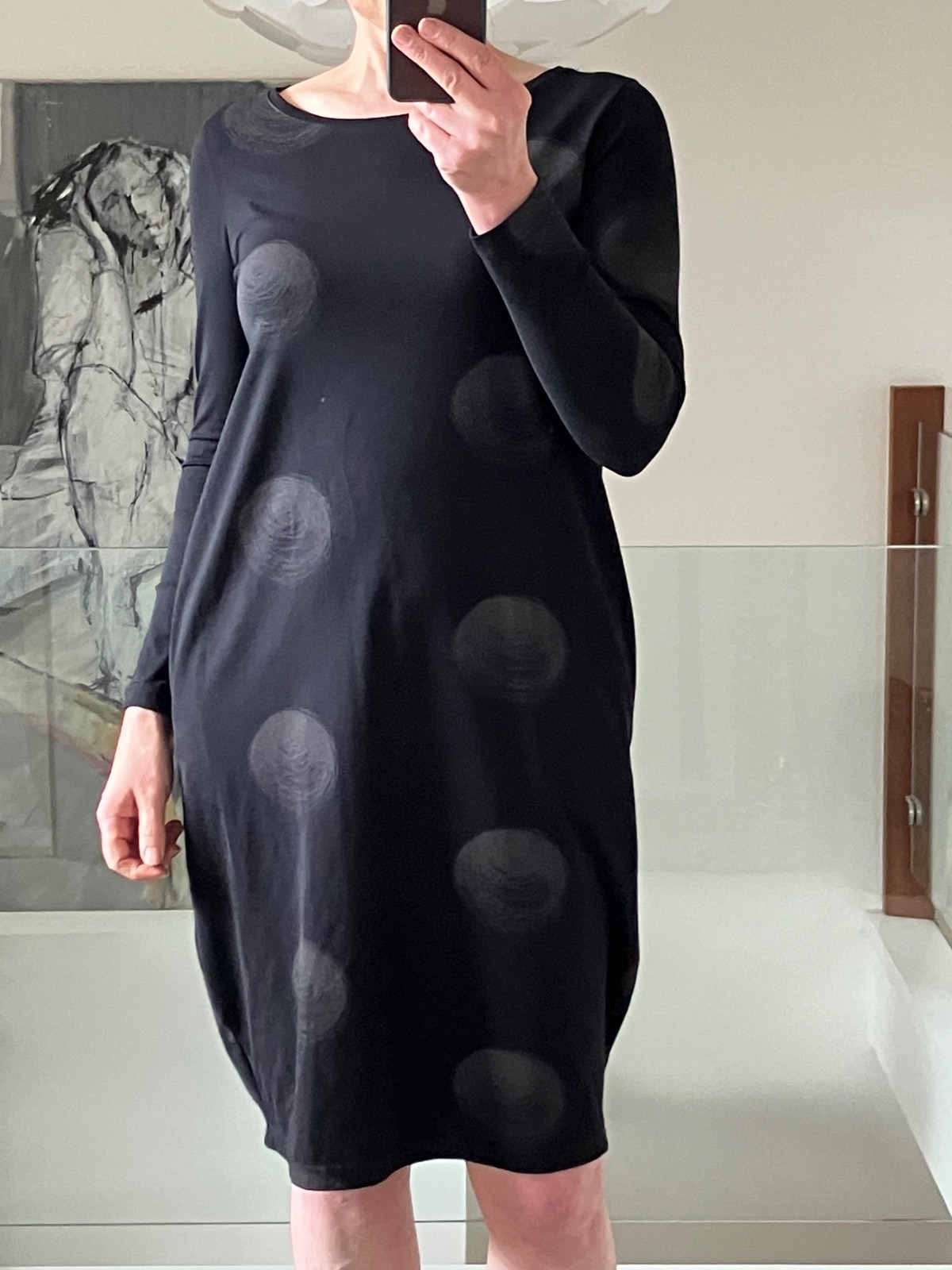 Mama b. Crasi Fitted Black jersey Dress Lagenllok Casual Pockets Size S