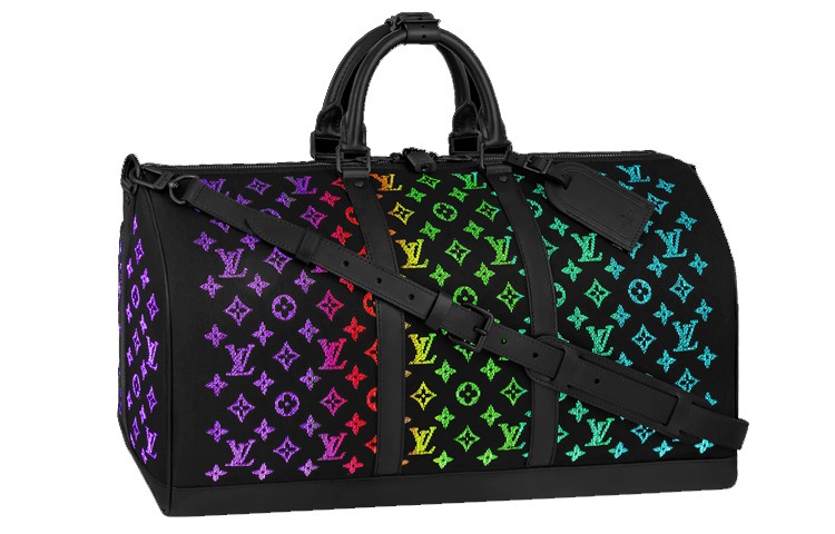 LOUIS VUITTON Keepall Led Monogram 50 Black 19.7 x 9.1 x 11.4 in