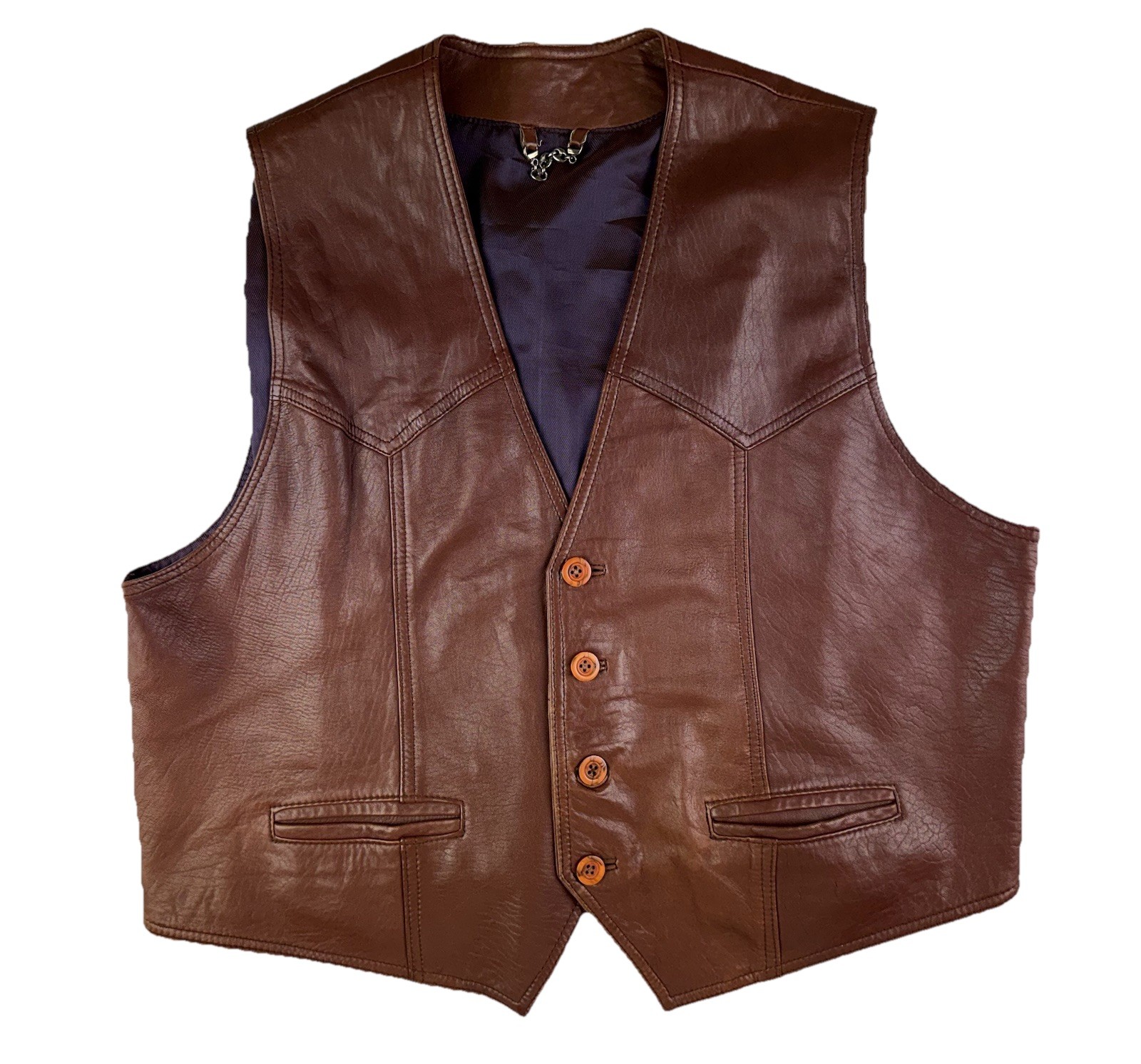 Real Nappa Leather Waistcoat Vest Size 2XL-3XL Men`s Gilet – Great Condition