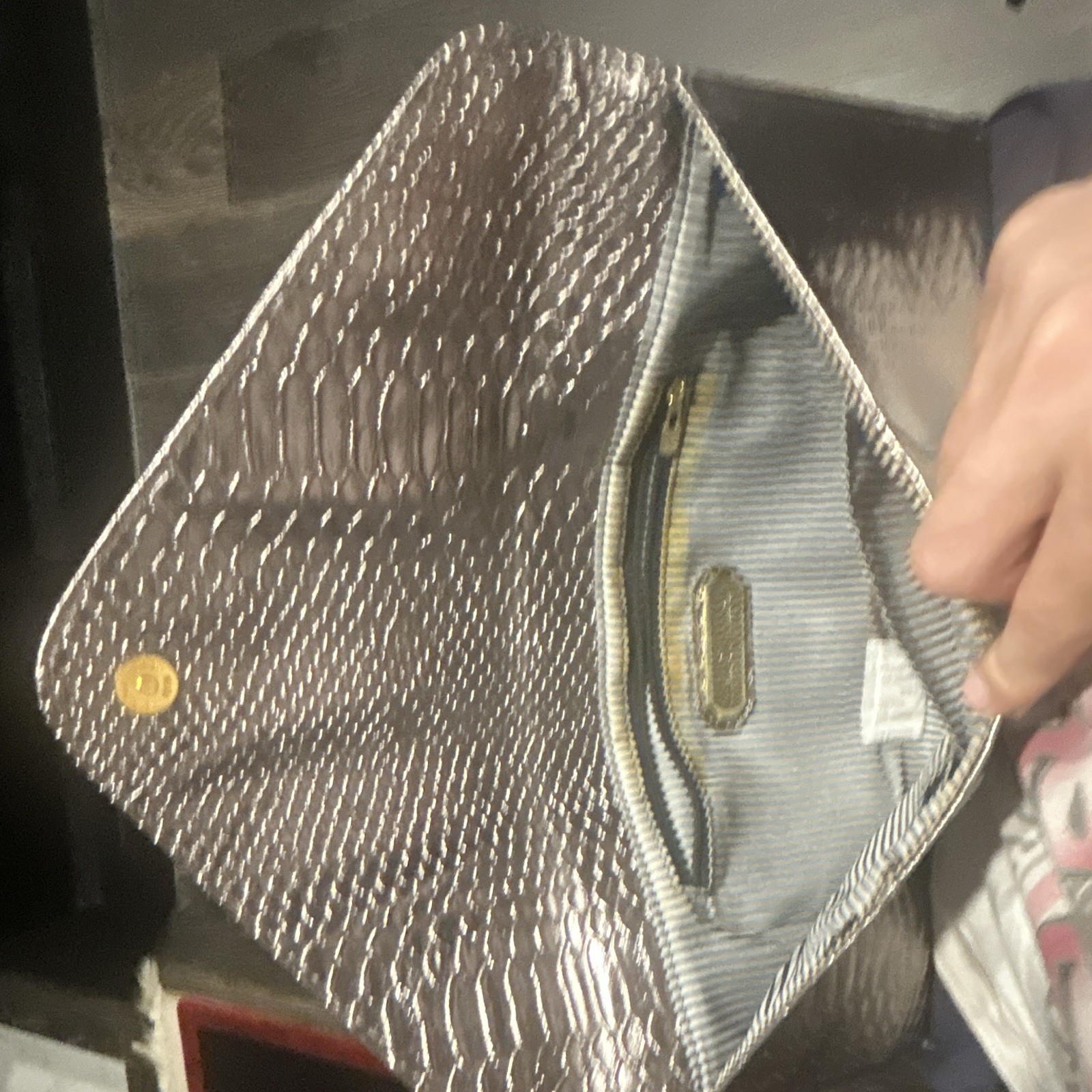 Urban Expressions Metallic Silver Snake Skin Effect Clutch Snap