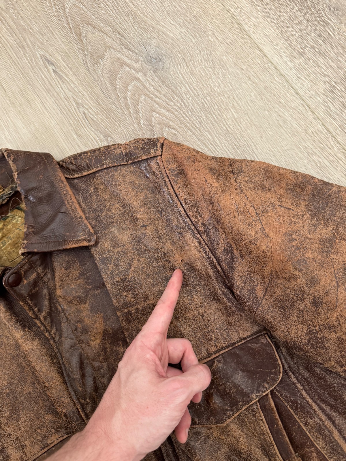 vintage 50s Steerhide Leather Bomber Jacket M Teacore Faded Patina 40s Horse