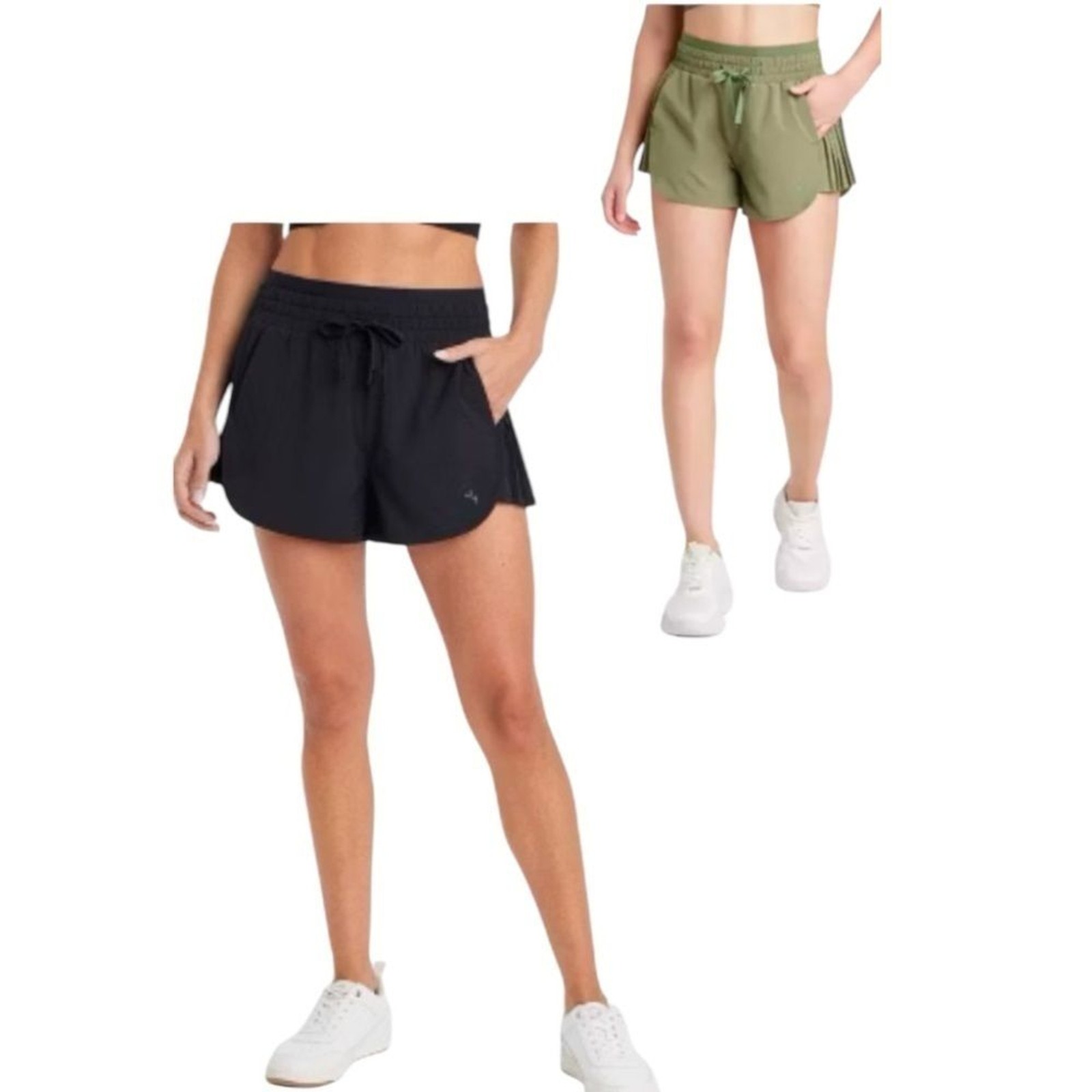 JOY LAB Shorts Xsmall black green 2 pairs Highrise Pleated Side