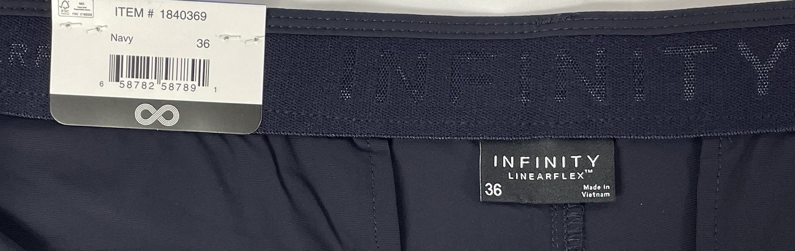 Infinity Men’s 36 LINEARFLEX NAVY PERFORMANCE Stretch Short **fit 37×8.5** NWT