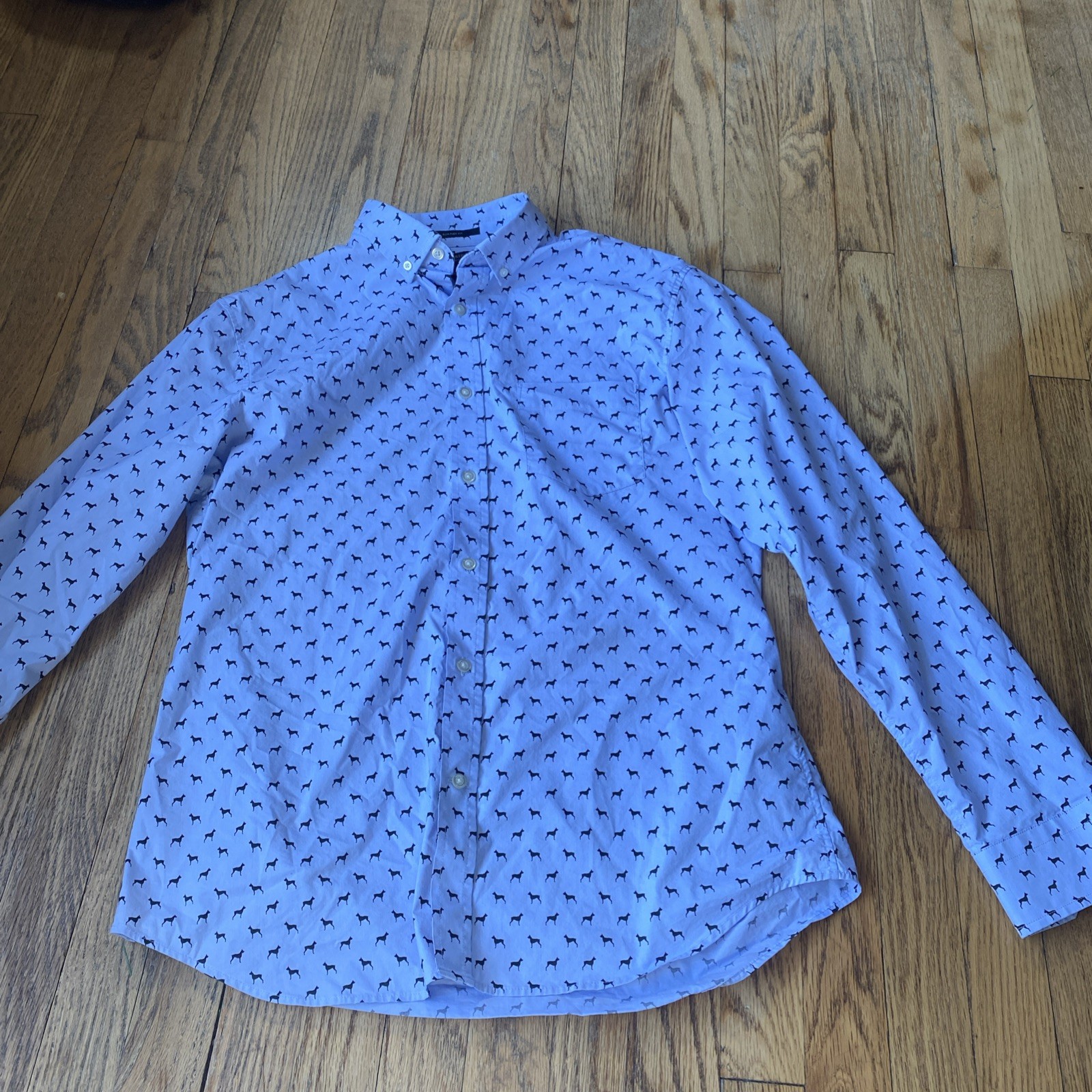 Banana Republic All Over Dog Print Large Slim Flex Fit Tech Stretch Cotton