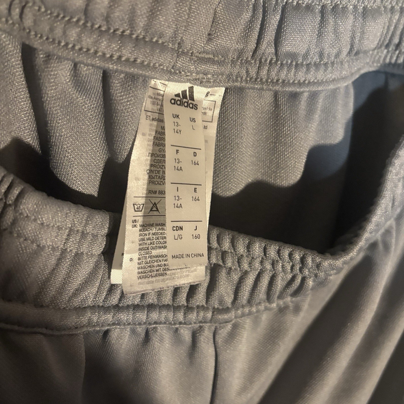 Adidas Tiro Track Pants (grey, 3-stripe) Size L (youth 13-14Y/US L) ·