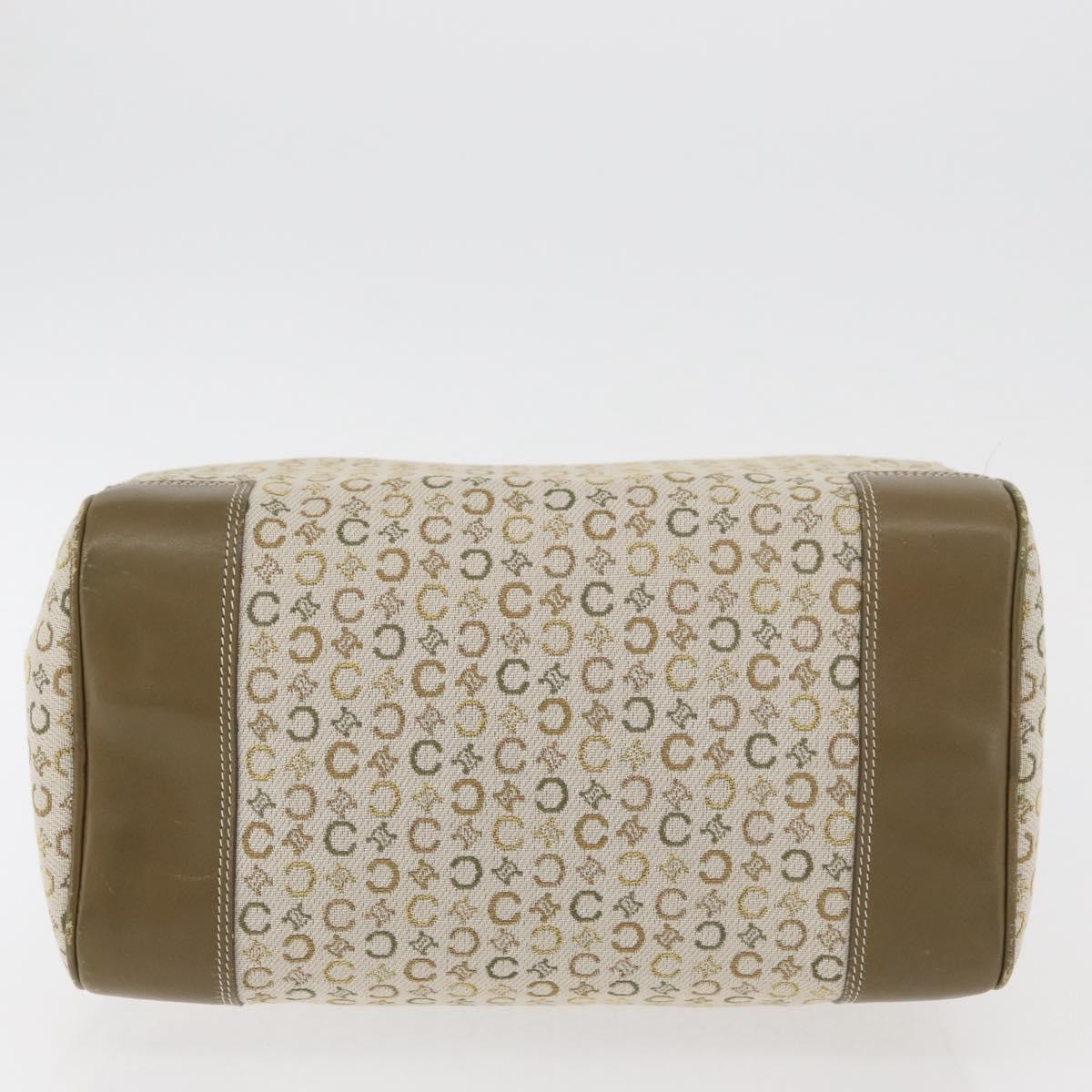 CELINE C Macadam Canvas Mini Boston Bag Khaki Silver Auth ep14462