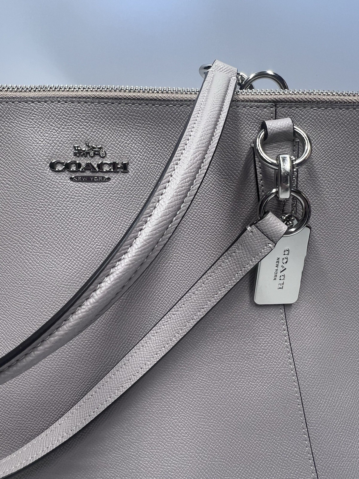 COACH Ava Tote Crossgrain Leather Handbag Gray F57526 Great Condition