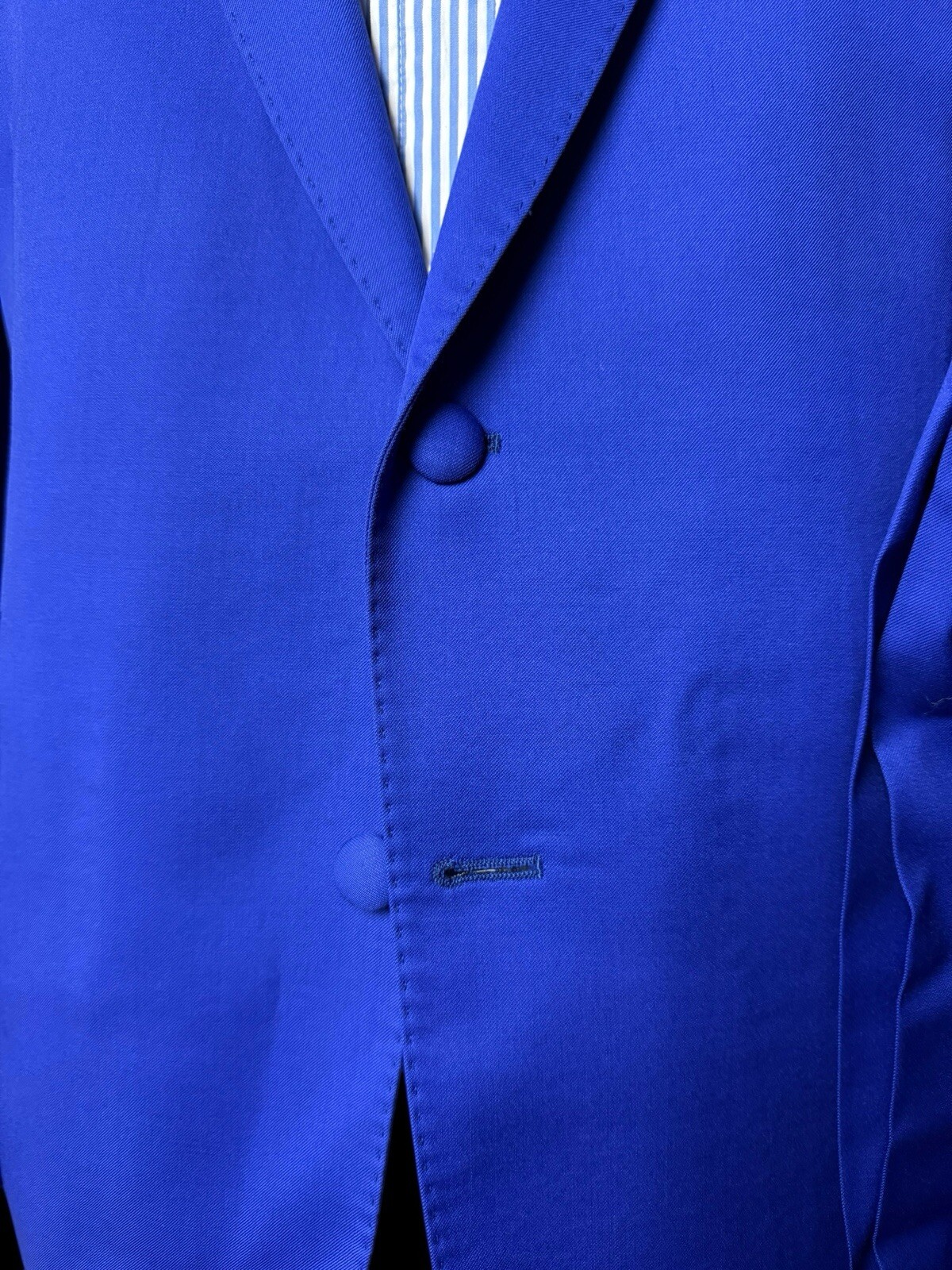 Bespoke Scabal Electric Blue Suit 44S / W40S Super 100’s Yellow Lining V.G.C
