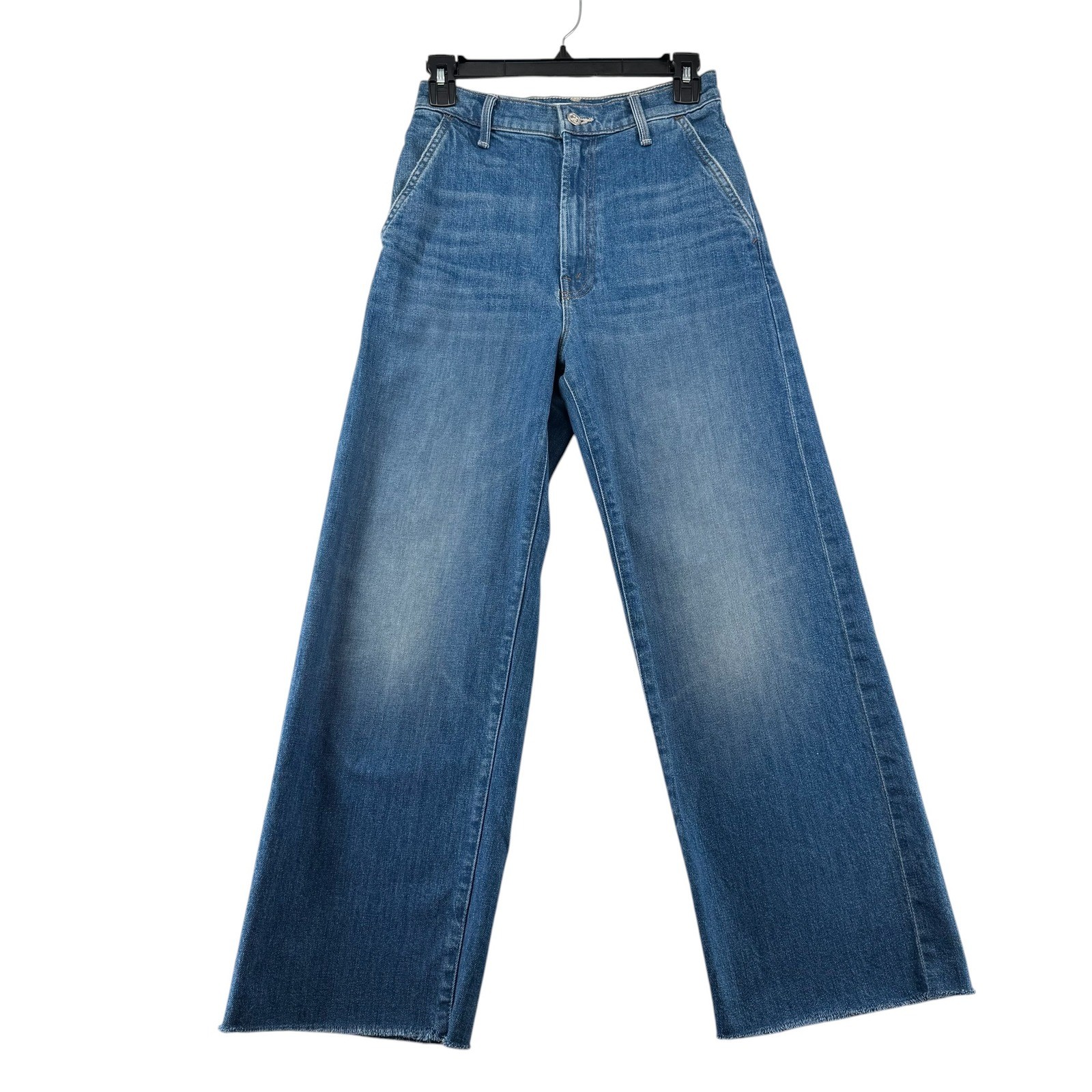 Mother High Waist Spinner Prep Skimp Wide Leg Raw Hem Jeans Womens 26 Flashback