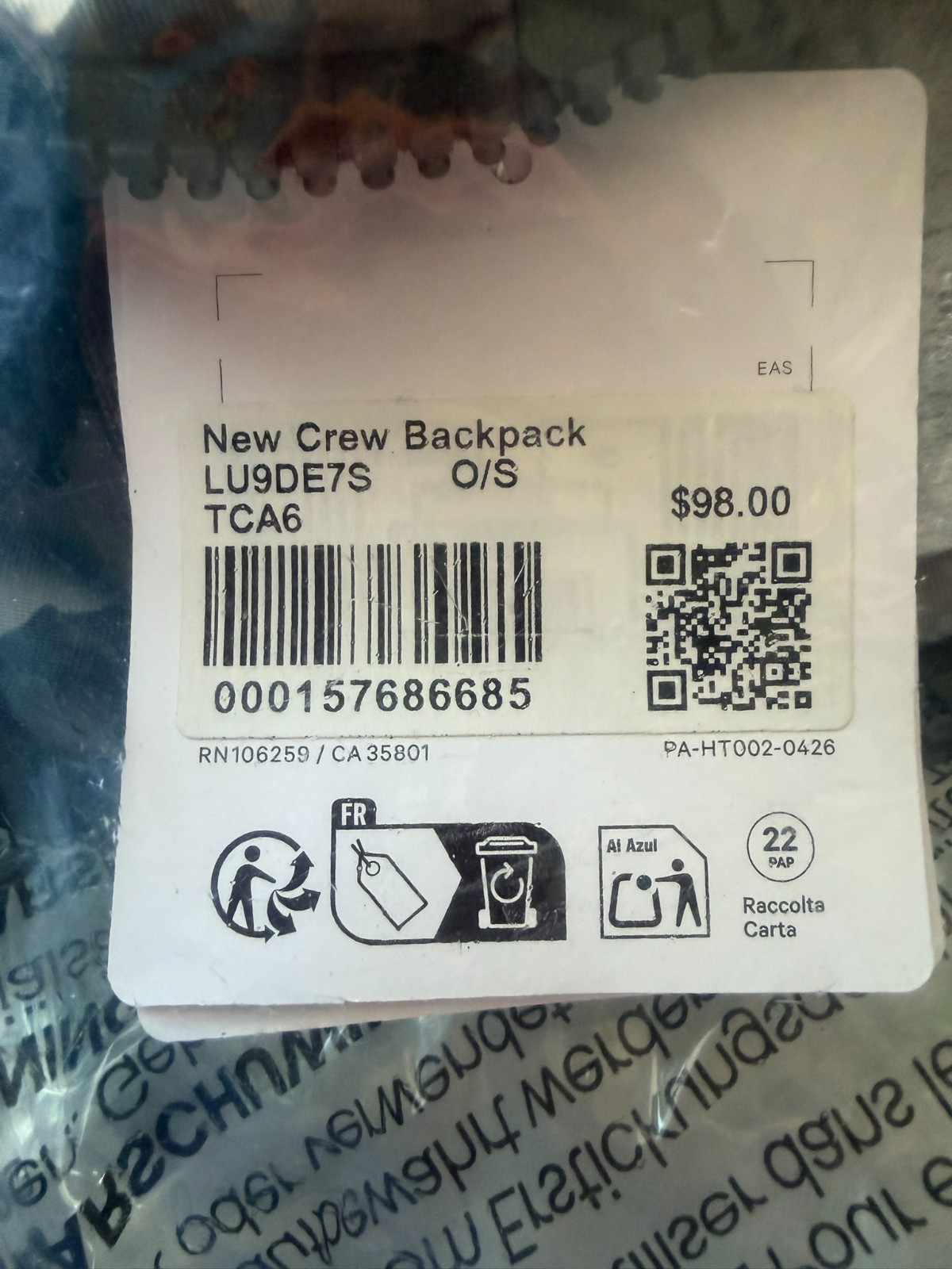 Lululemon New Crew 22L Backpack in Thawed Camo Grey Multi NWT
