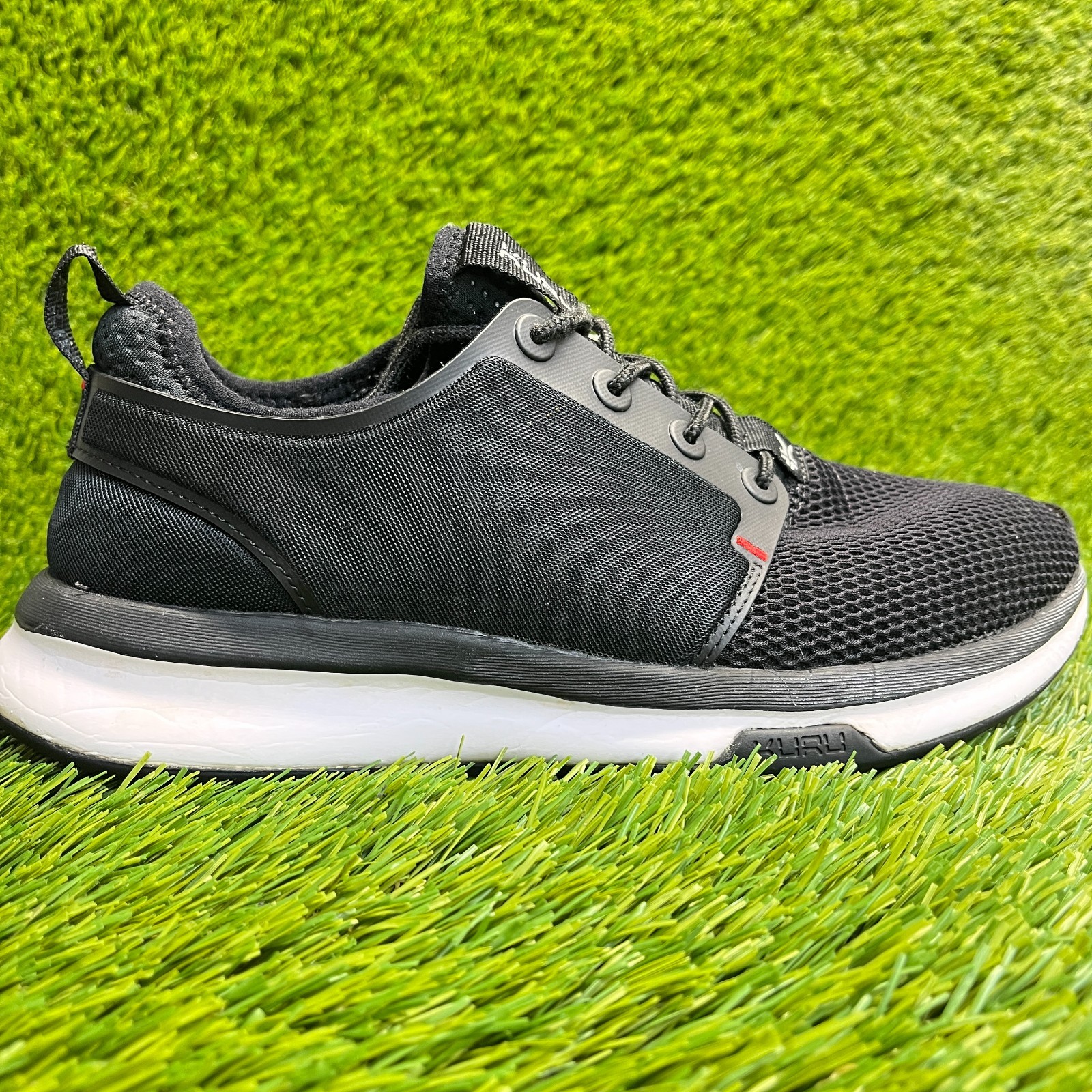 Kuru Atom Mens Size 7 Jet Black White Athletic Running Walking Shoes Sneakers