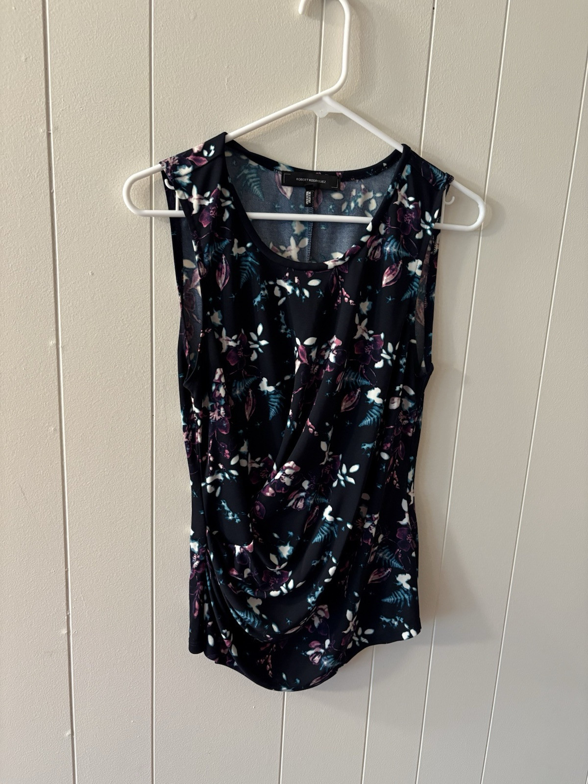 Robert Rodriguez Women’s Medium sleeveless Tank top Floral Blue Purple EUC E7