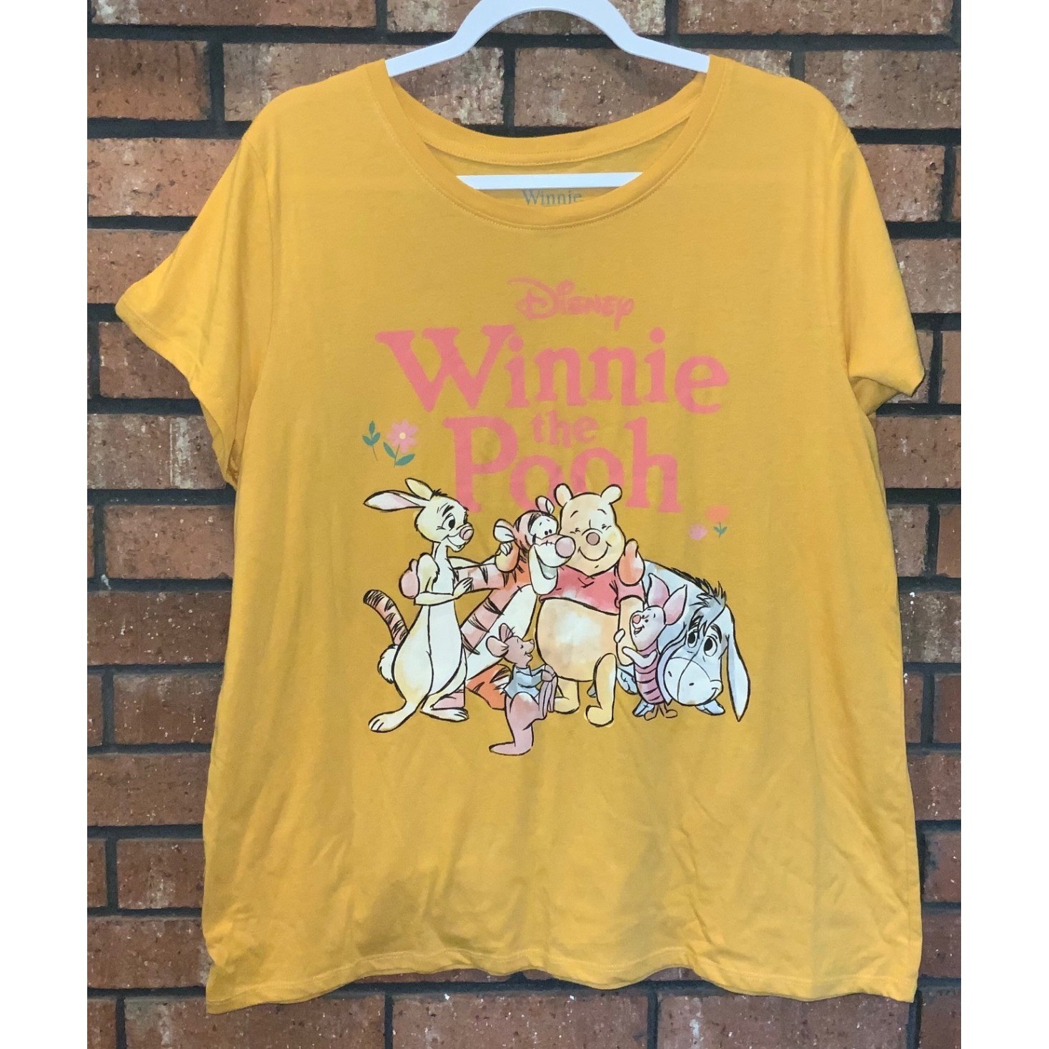 Disney Winnie the Pooh and Friends Womens Mustard Yellow Graphic T-Shirt XL