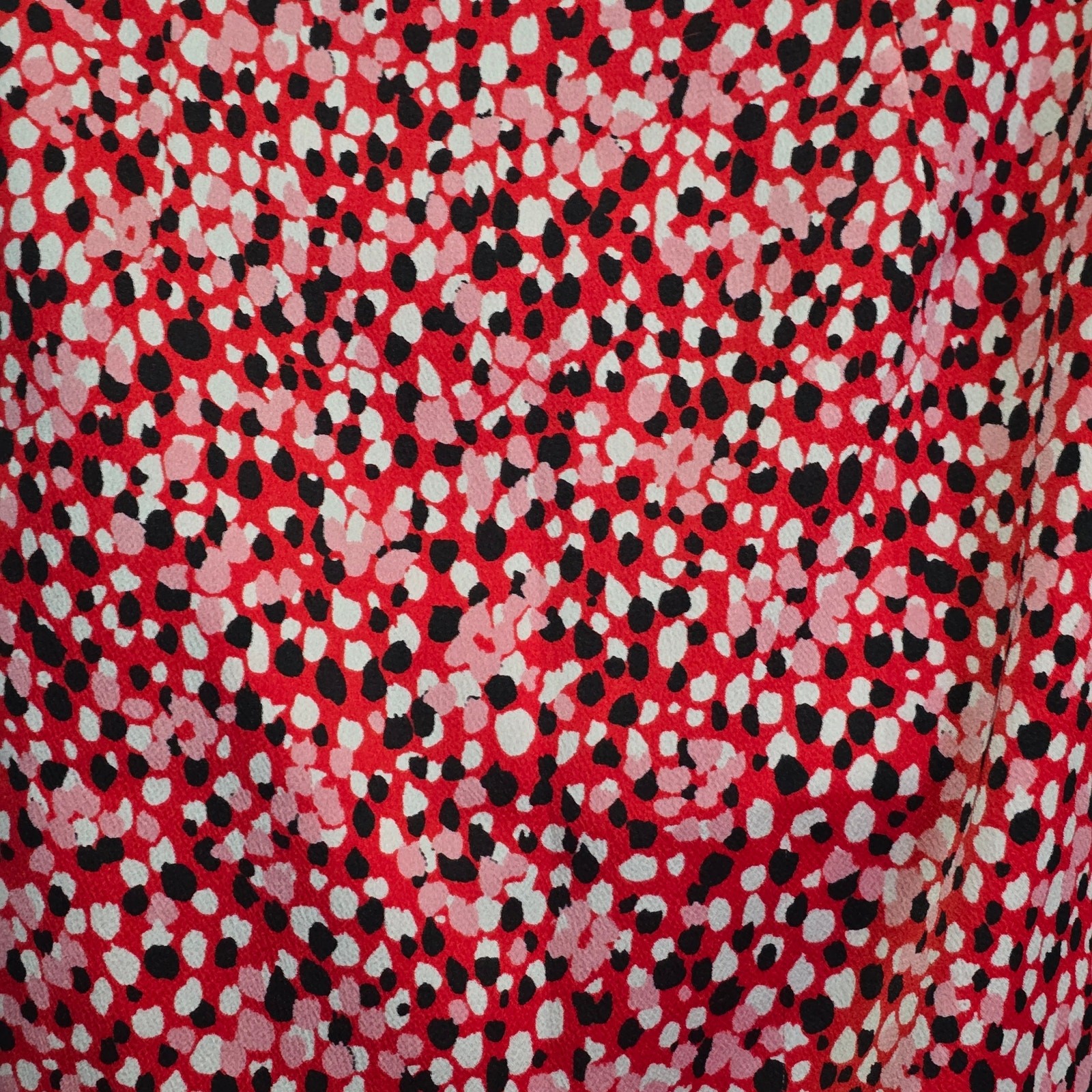 Talbots red pink black white printed skirt 12