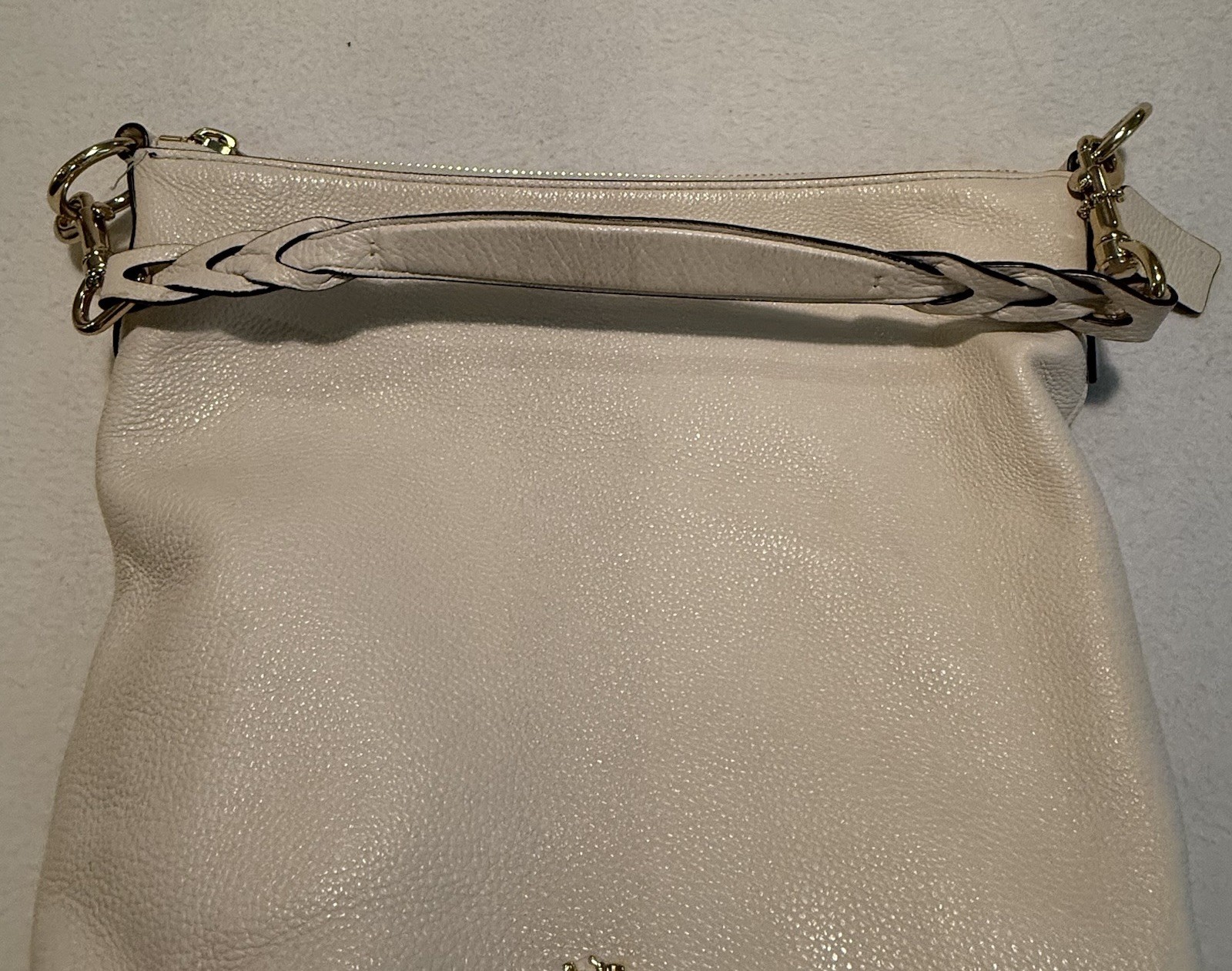 Coach Edie 31 F31507 Pebbled Leather Shoulder Bag Chalk Gold Hardware +New Strap
