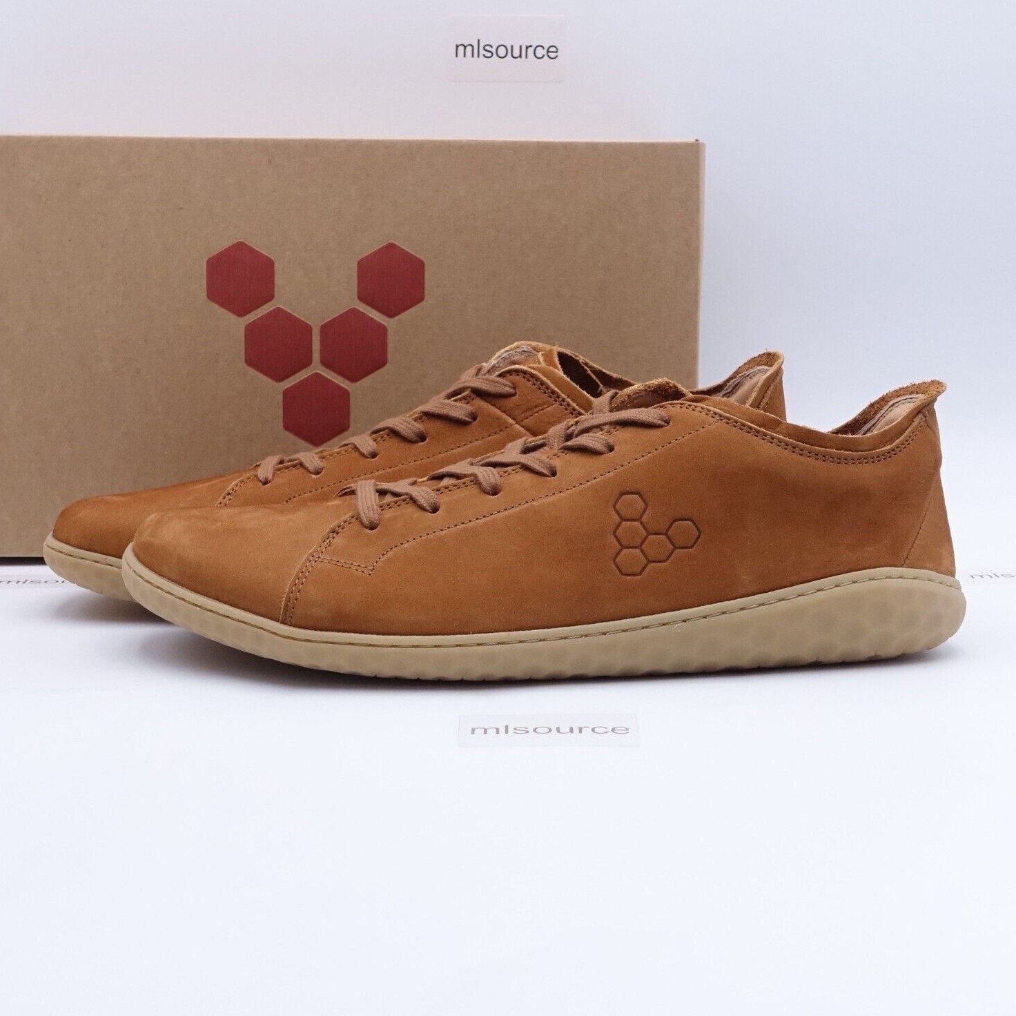 Vivobarefoot Men’s Geo Court III Minimalist Leather Sneakers 301056-09 Tan