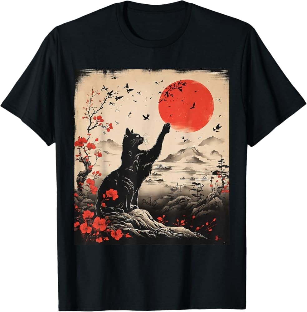 Vintage Japan Art Cat Retro Cute T-Shirt