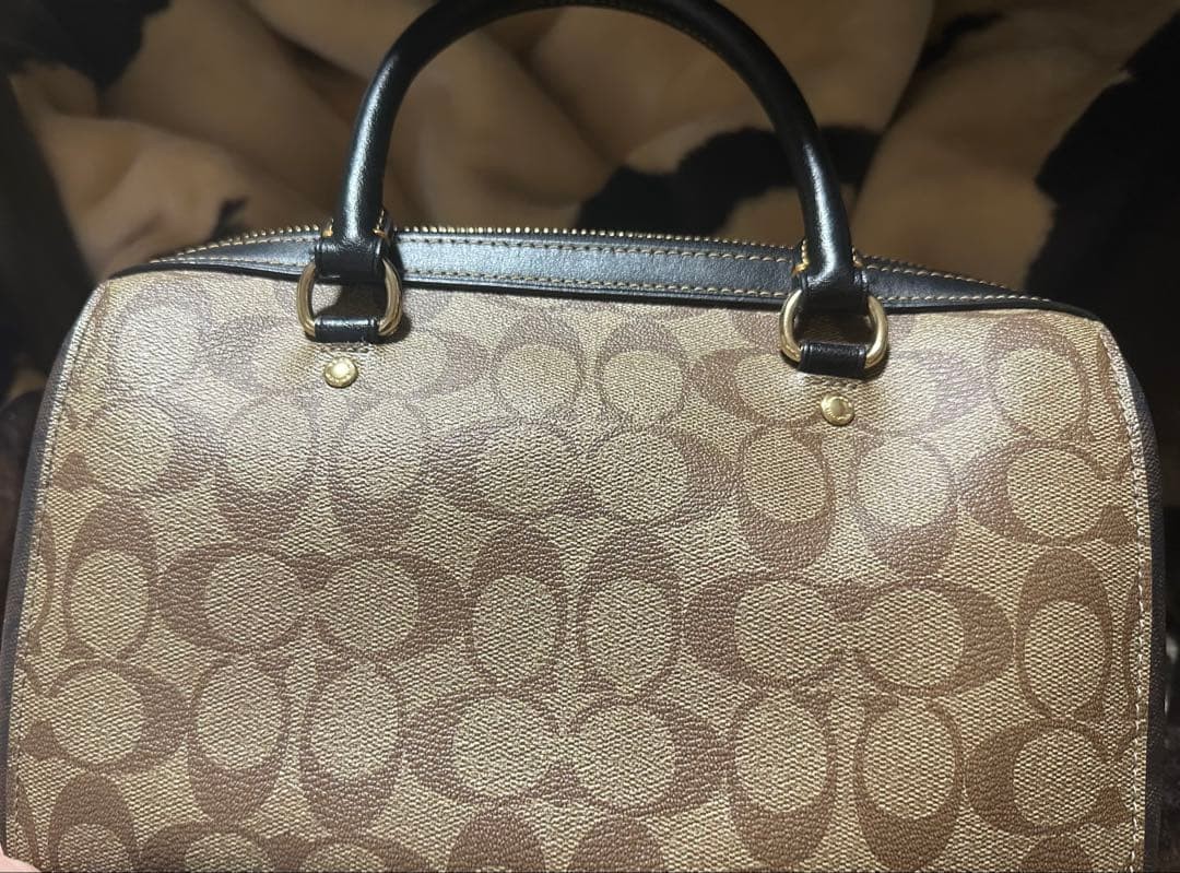 COACH Beige Canvas Leather Handbag 10.6inch, Minimal Damage