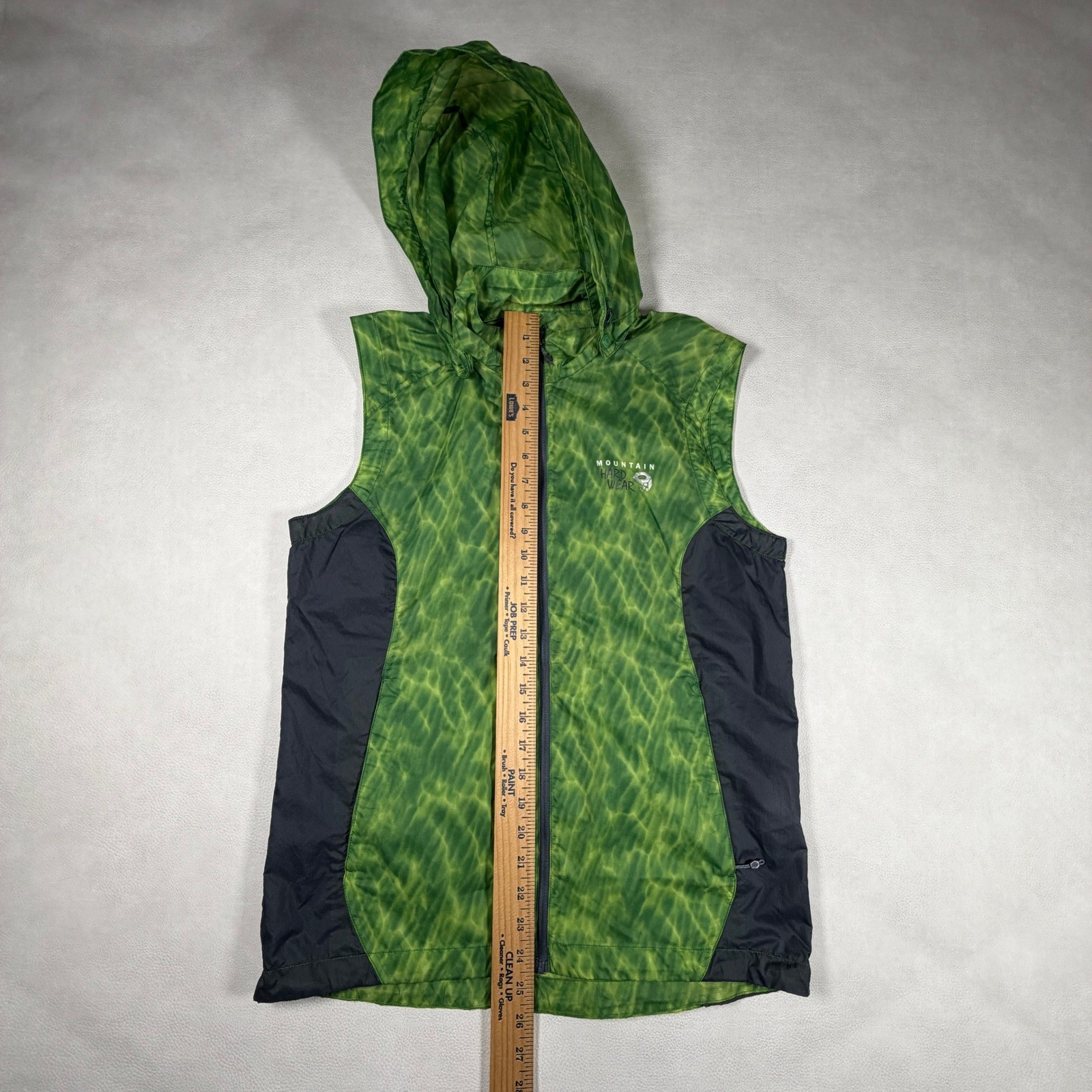 Mountain Hardwear Ghost Lite Hooded Vest Mens Medium Green Ripstop Windbreaker