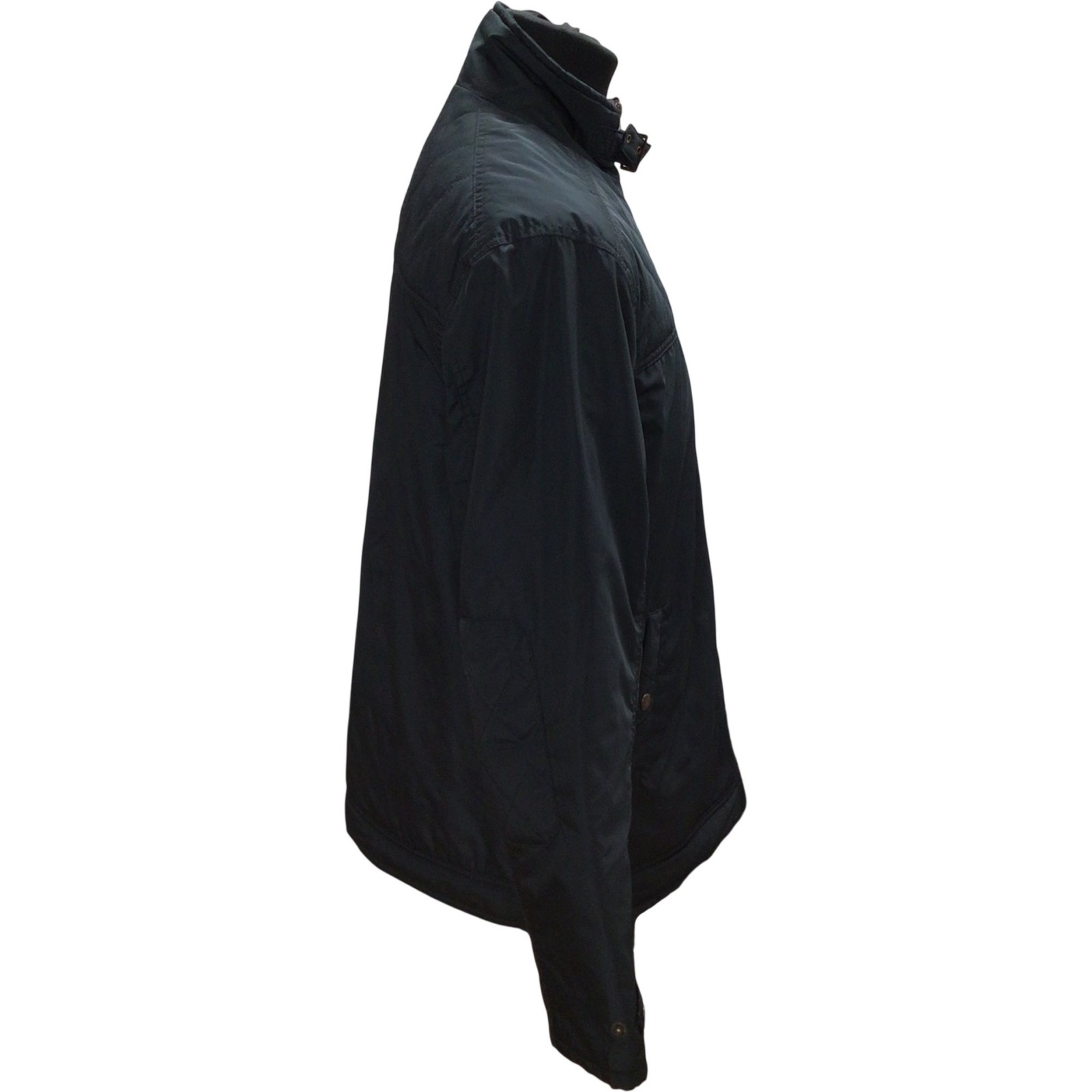 John Rocha Blue Quilted Jacket Size M with Buckle Collar and Zip Closure