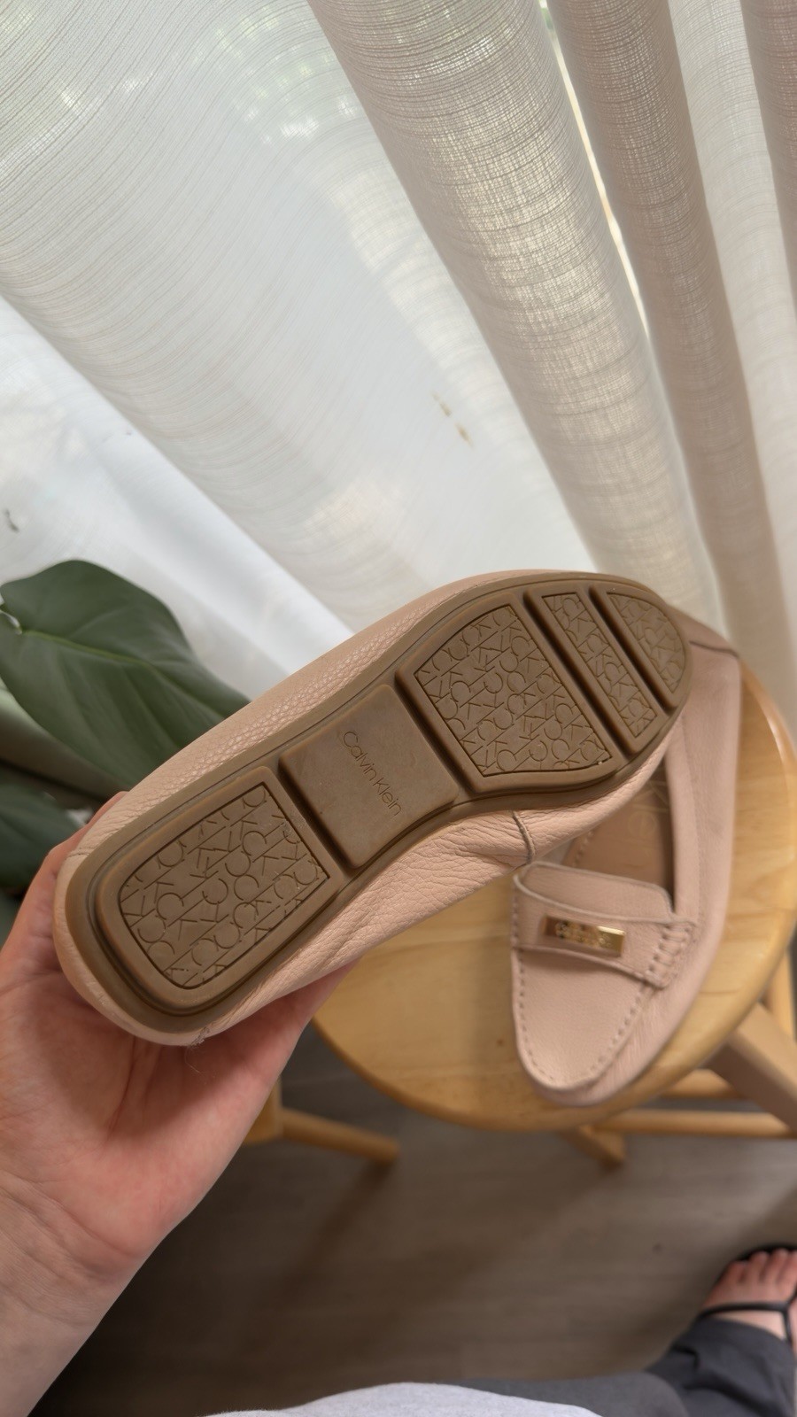New Calvin Klein Leta Pebbled Blush Pink Leather Moccasin Loafers Size 8.5